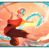 Playmat featuring Avatar Aang from Avatar: The Last Airbender, themed for Magic: The Gathering, with vibrant character artwork.