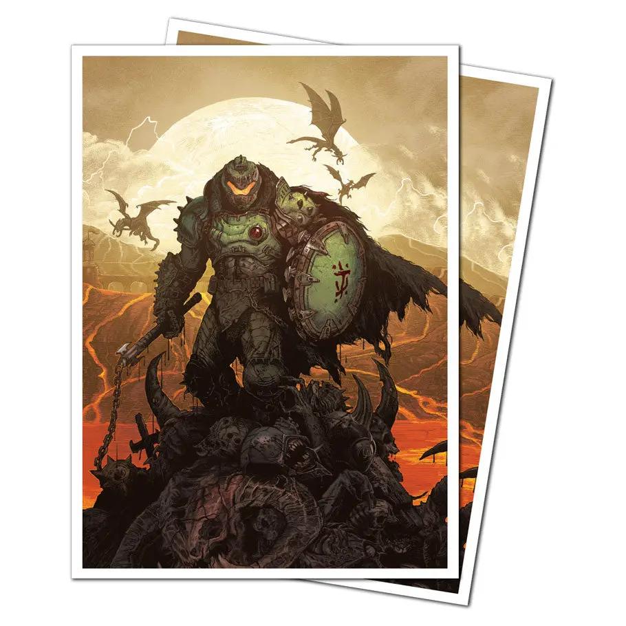 Deck protector card sleeve featuring artwork from Doom: The Dark Ages: Wrath by THE MIGHTY HOBBY SHOP, with dark fantasy design.