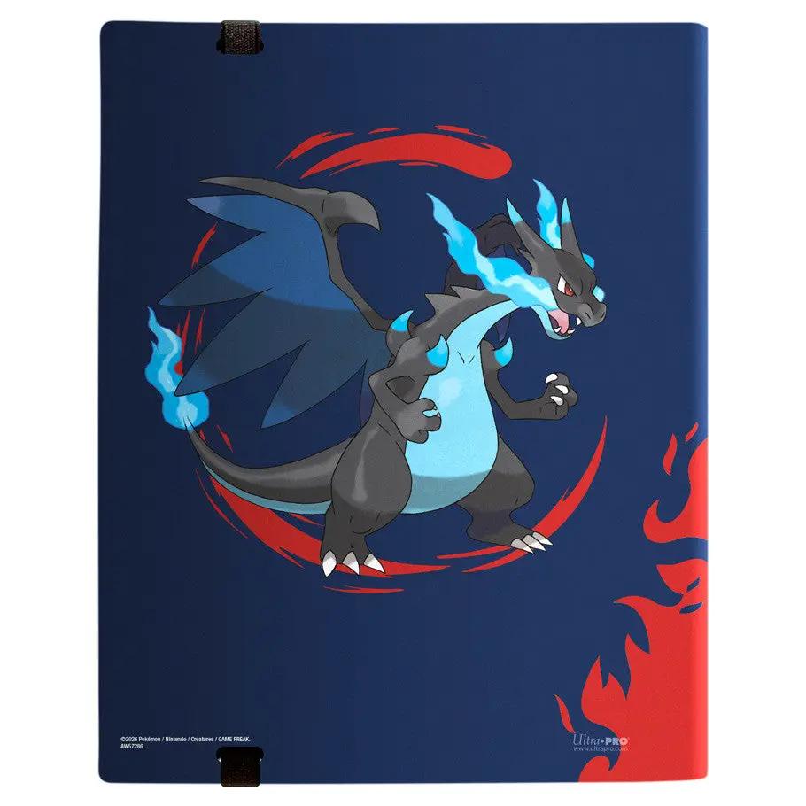 Pokémon Mega Charizard 9-pocket Pro binder by THE MIGHTY HOBBY SHOP with colorful dragon artwork and secure pocket pages.