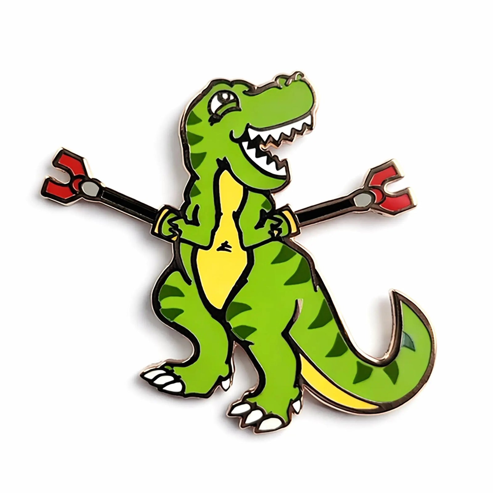 Green Unstoppable T-Rex pin by Kolorspun featuring a fierce dinosaur design on a metal pin.