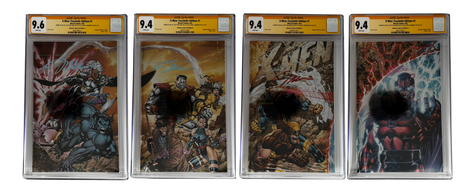 [TRIPLE SIGNED CGC YELLOW LABEL 4 PACK FOIL] X-Men 1991 #1 Facsimile Jim Lee | Claremont |  Williams Cover Var [Set #3]