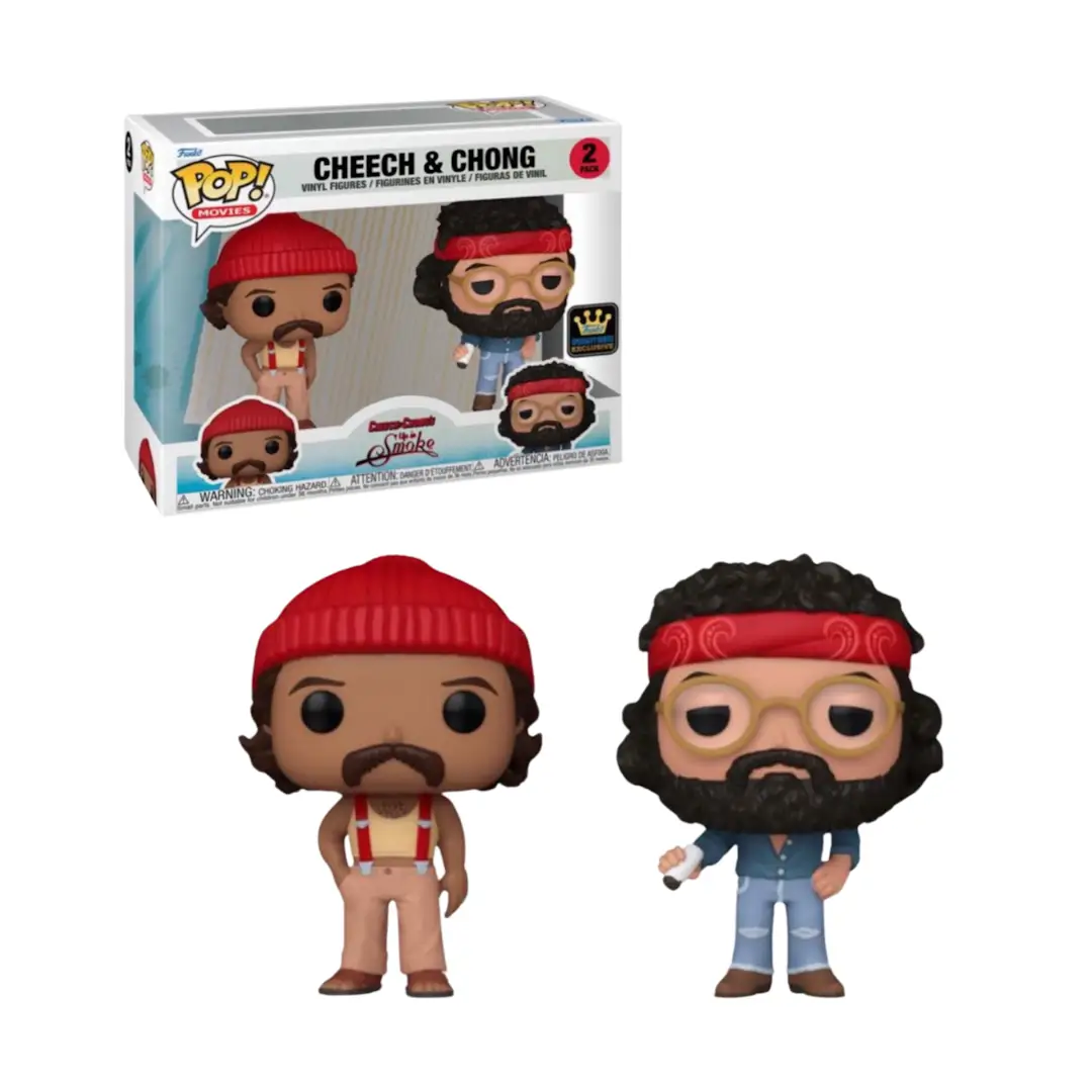 Pre-order POP! Movies Cheech & Chong 2-pack collectible figures from The Mighty Hobby Shop, featuring Cheech and Chong characters.