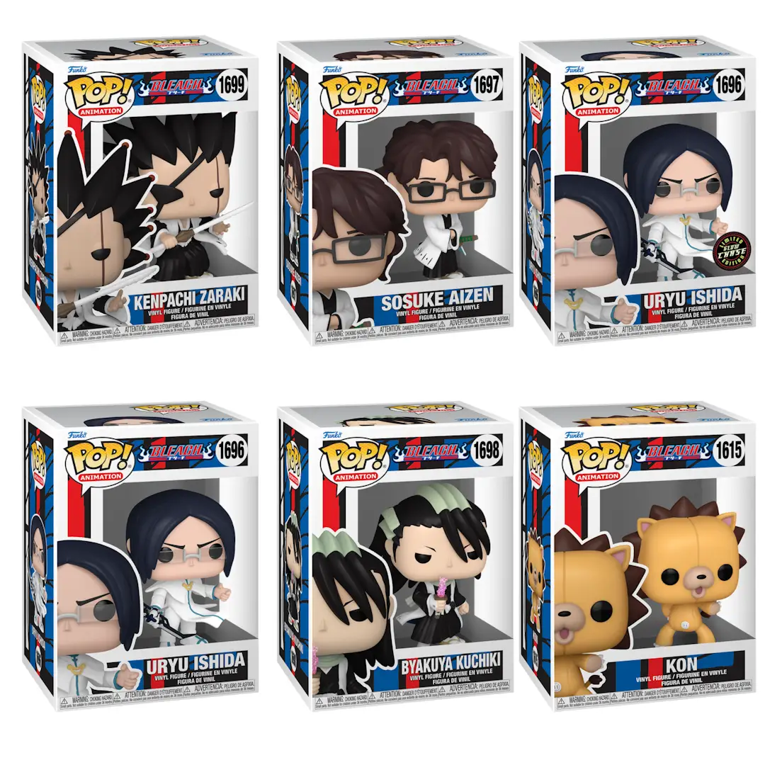 Pre-order Bleach POP! Animation Chase Bundle figures by THE MIGHTY HOBBY SHOP, featuring colorful collectible character toys.