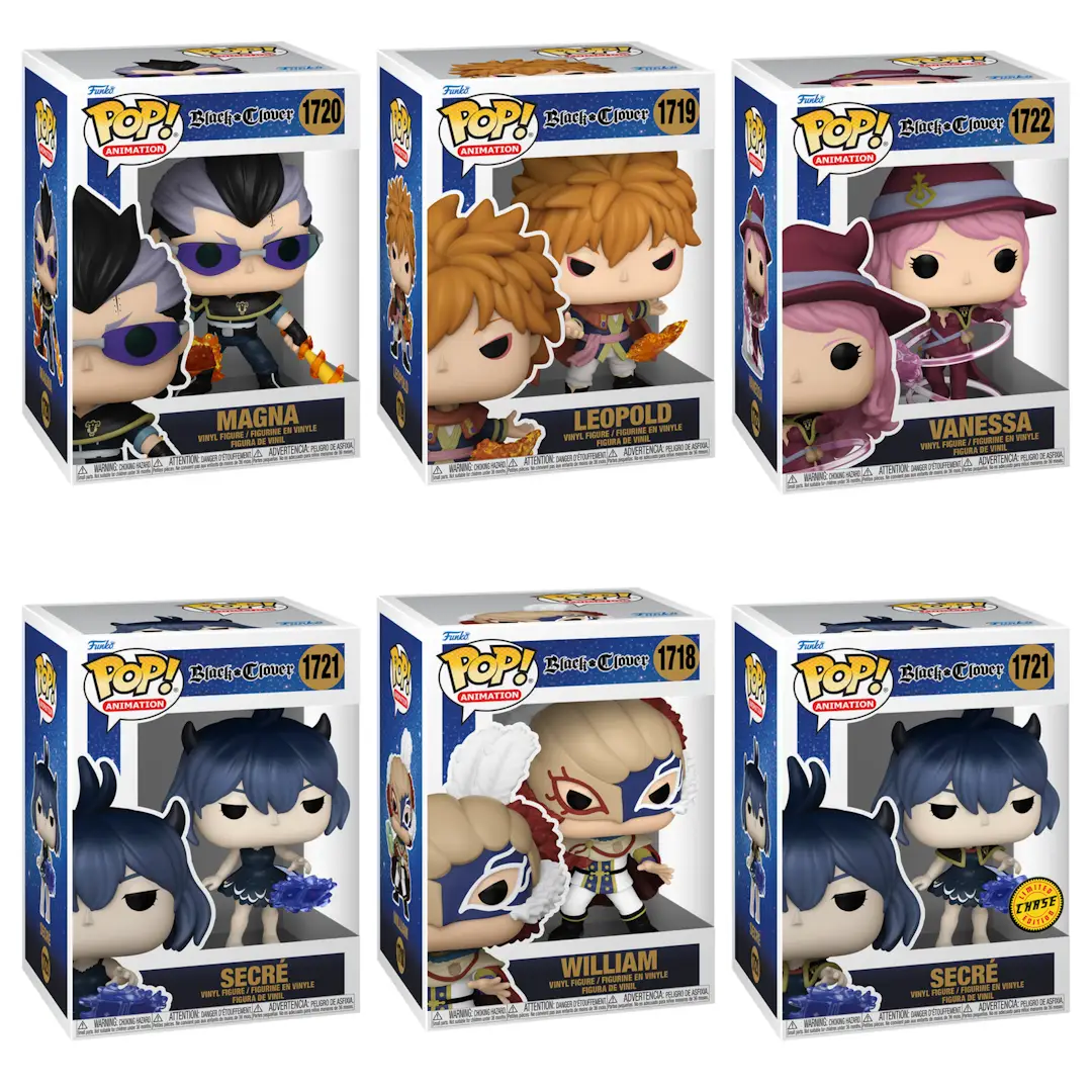 Pre-order POP! Animation Black Clover Chase Bundle featuring six collectible Funko Pop! figures from THE MIGHTY HOBBY SHOP.