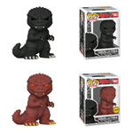 Pre-order Godzilla 70th and Godzilla 1984 POP! Movies figures by THE MIGHTY HOBBY SHOP, featuring collectible stylized Godzilla characters.