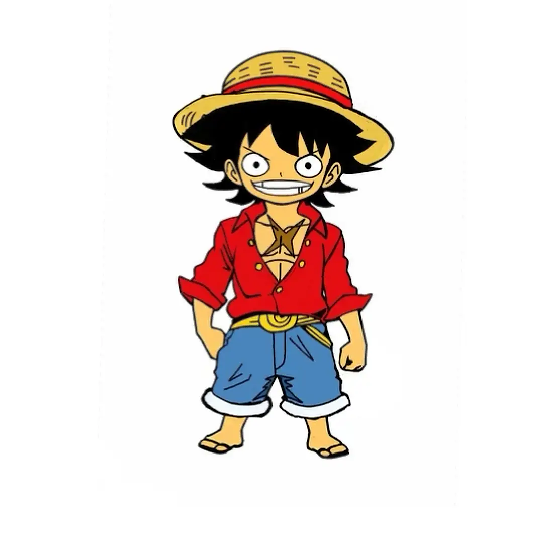 Luffy One Piece 2-inch hard enamel pin featuring character design, crafted by THE MIGHTY HOBBY SHOP.