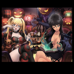 HARLEY QUINN X ELVIRA #2, RACHTA LIN VARIANT SET CONNECTING by JAMS FORTRESS COMICS