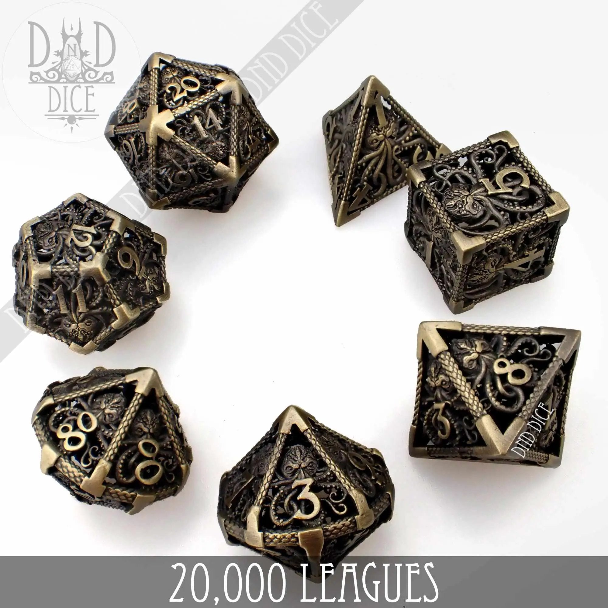 20,000 Leagues Metal Dice Set (Gift Box) by DNDDICE.COM
