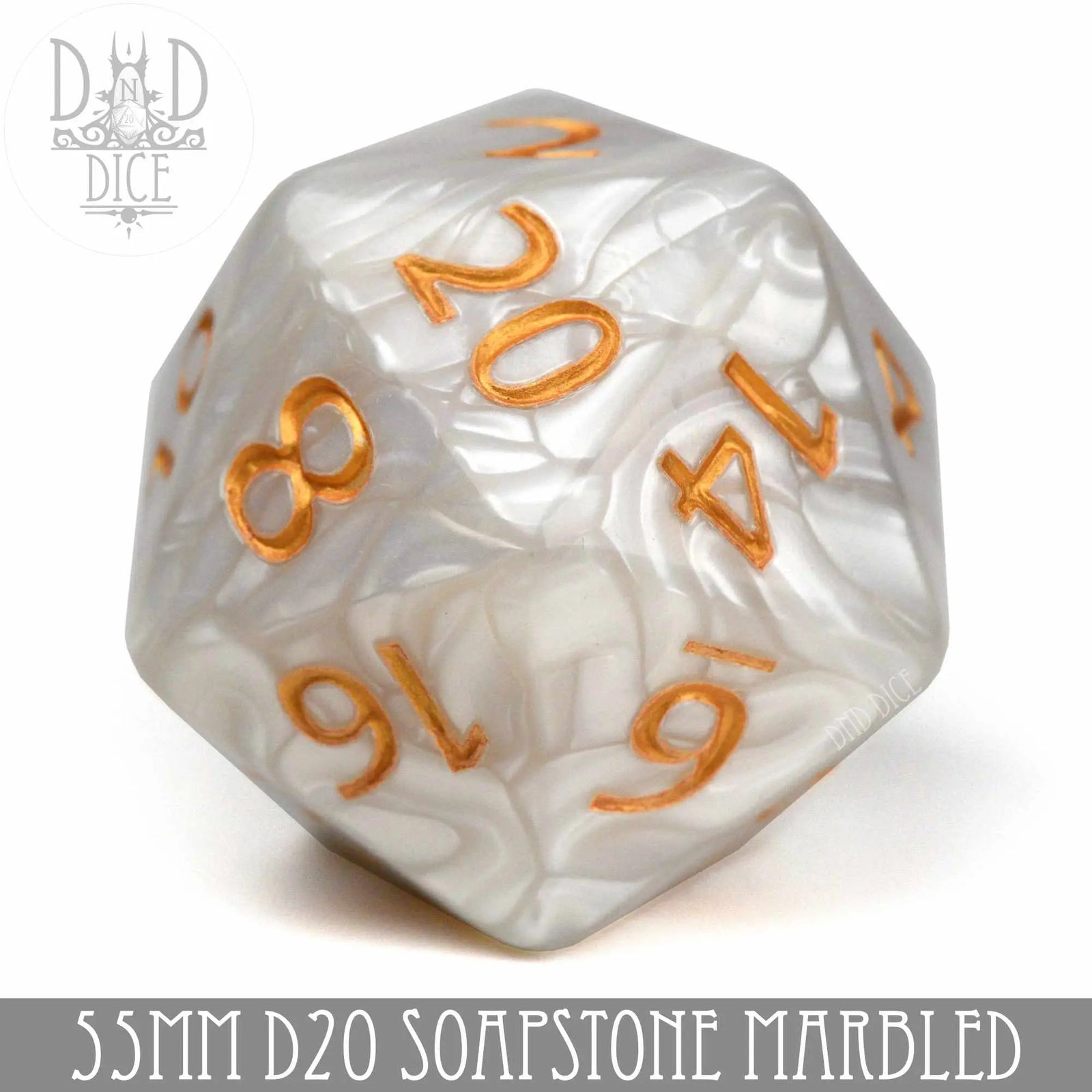 55mm D20 - Soapstone by DNDDICE.COM