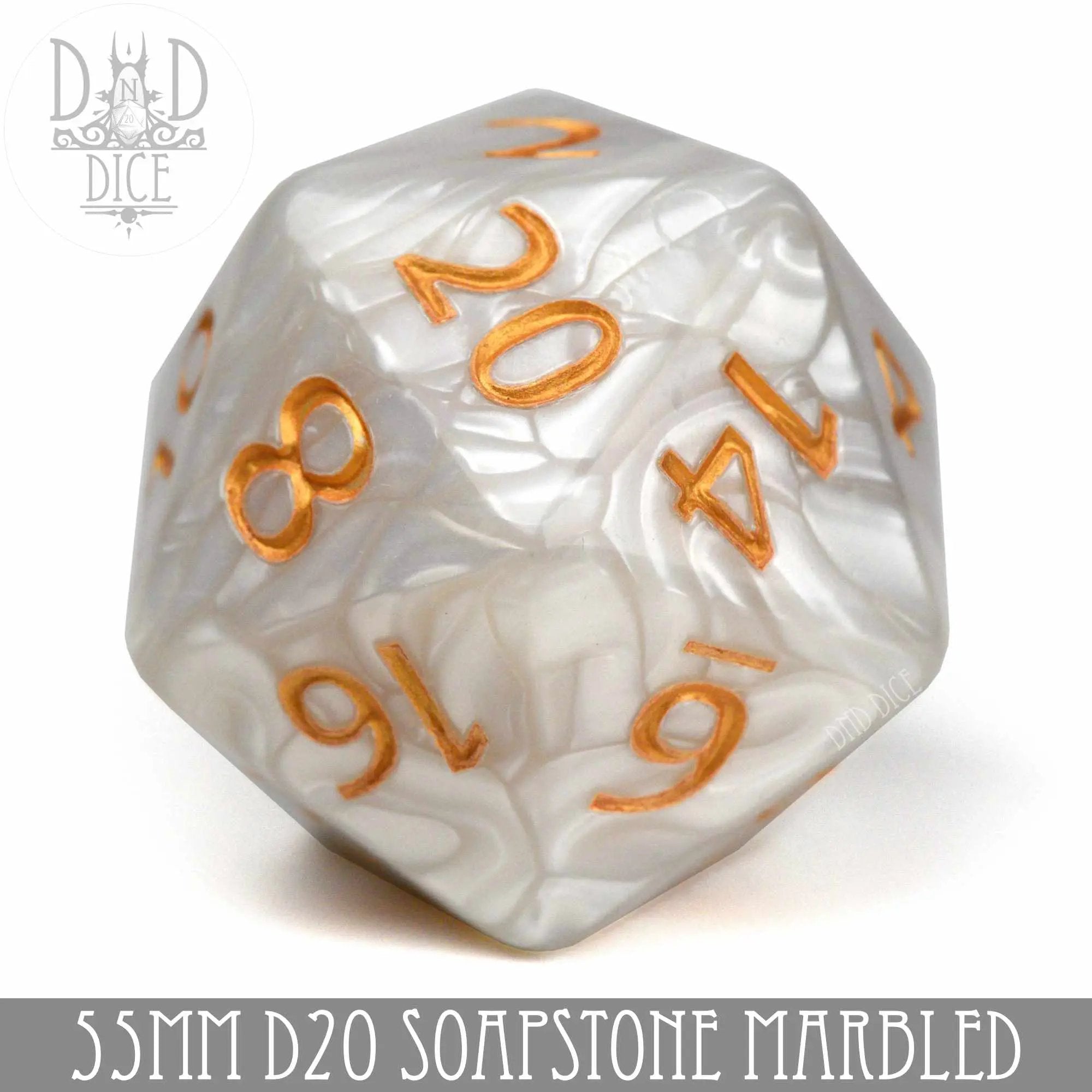 55mm D20 - Soapstone by DNDDICE.COM