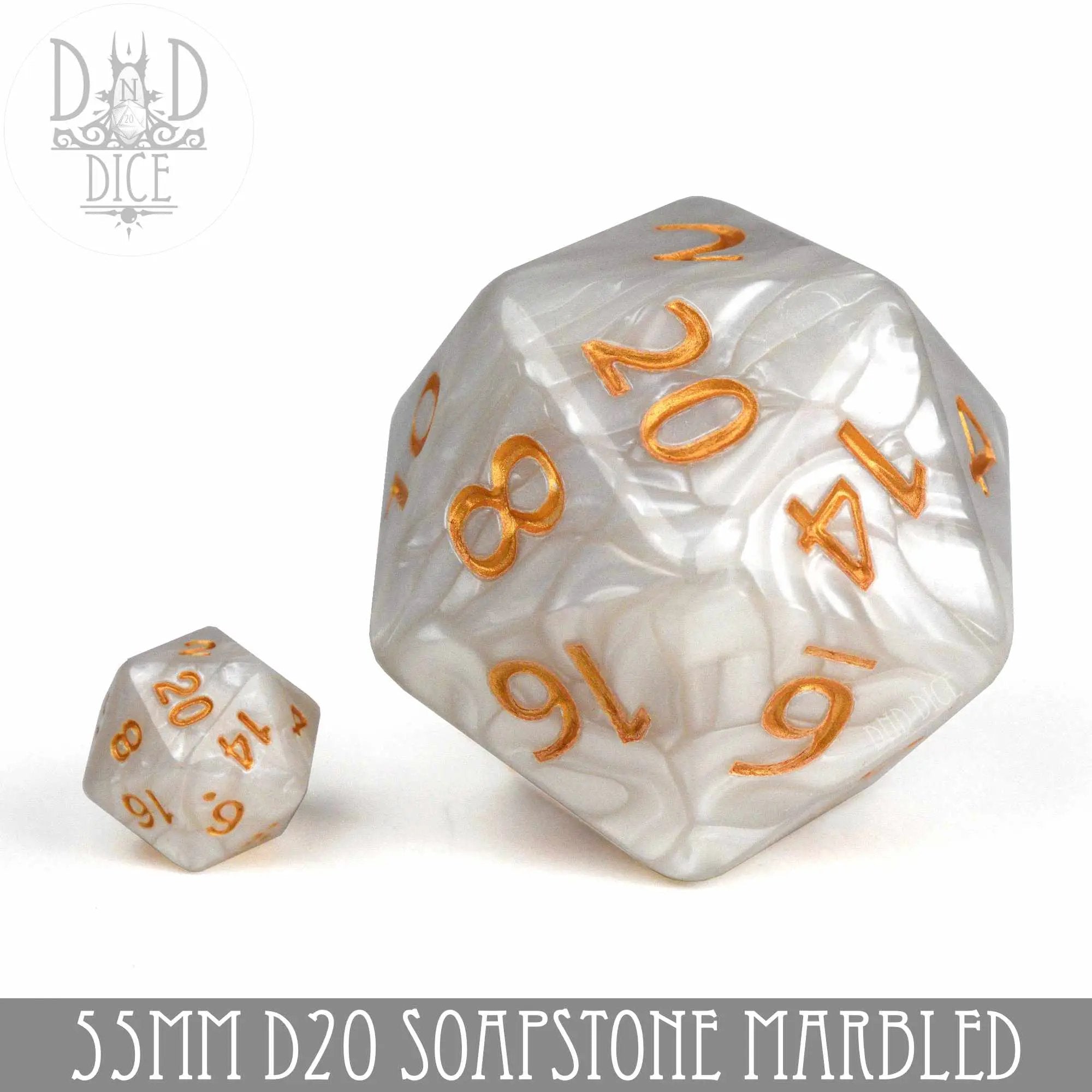 55mm D20 - Soapstone by DNDDICE.COM