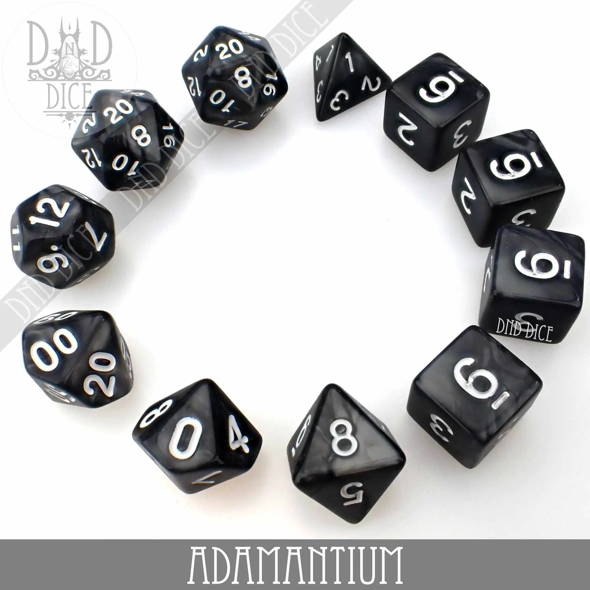 Adamantium 7 or 11 Dice Set by DNDDICE.COM