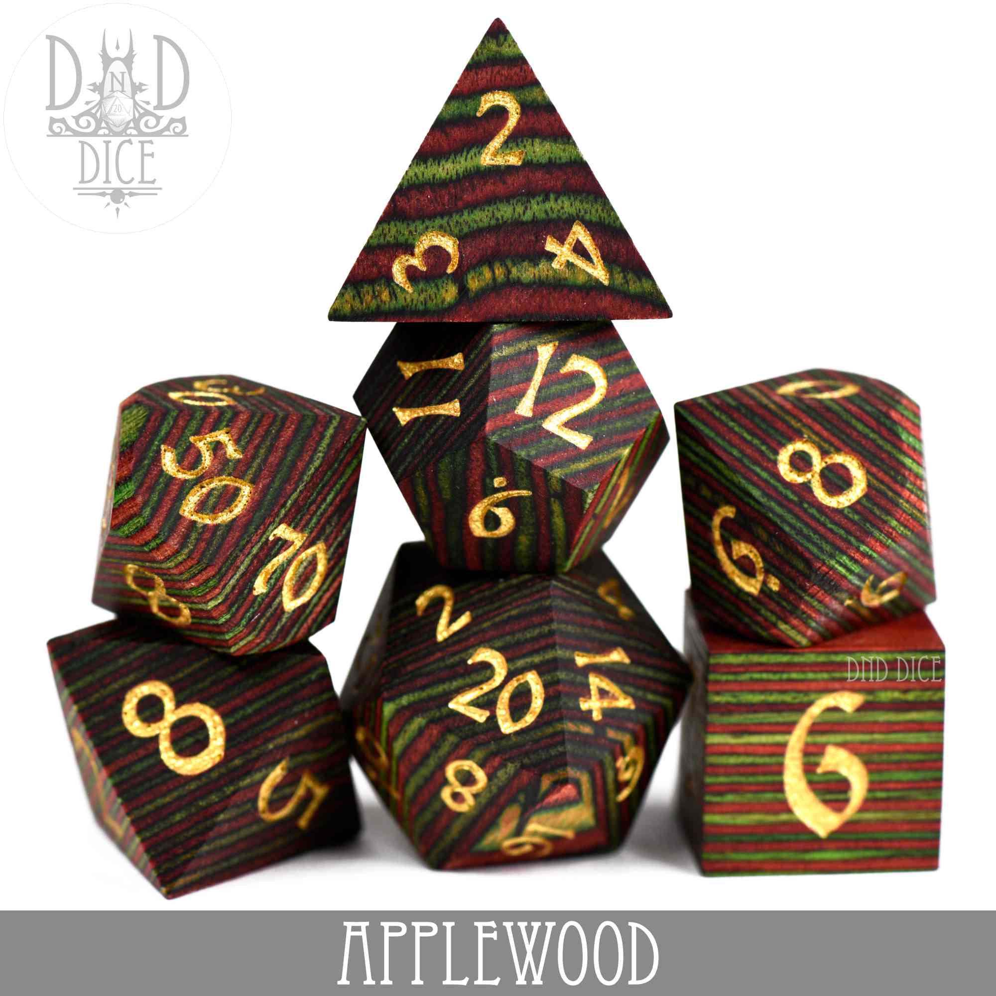 Applewood Wood Dice Set (Gift Box) by DNDDICE.COM