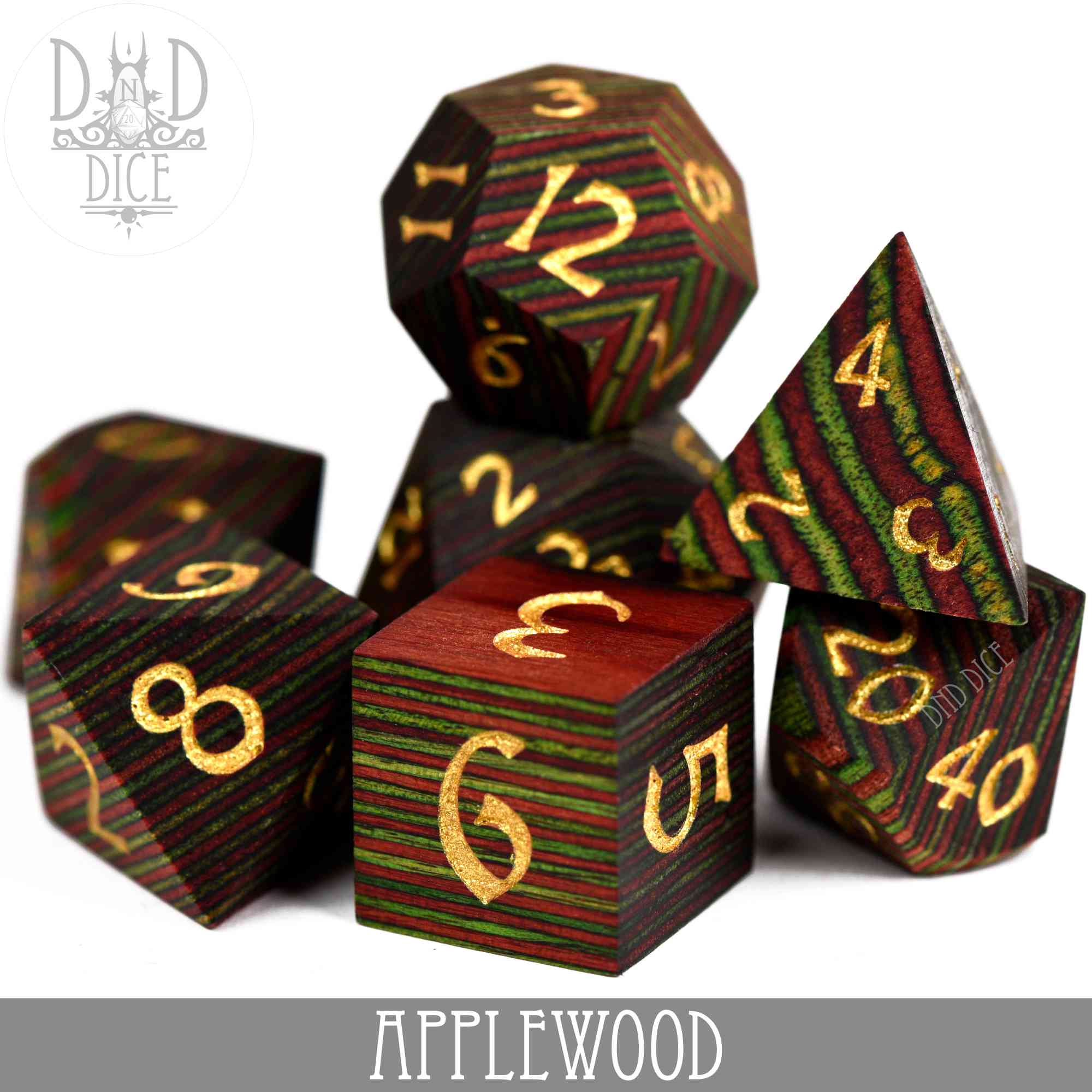Applewood Wood Dice Set (Gift Box) by DNDDICE.COM