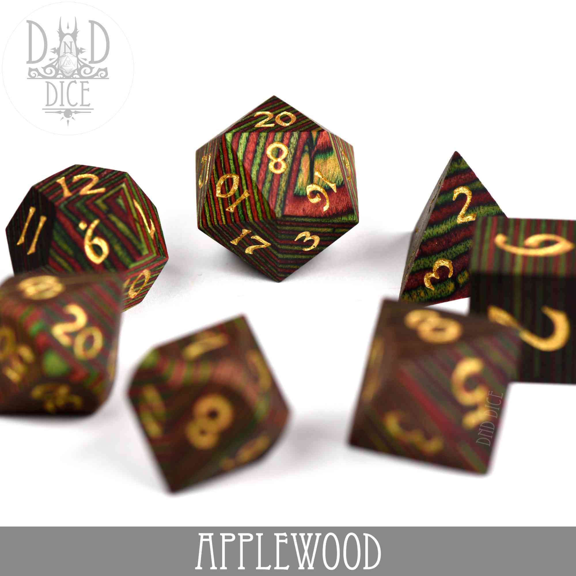Applewood Wood Dice Set (Gift Box) by DNDDICE.COM