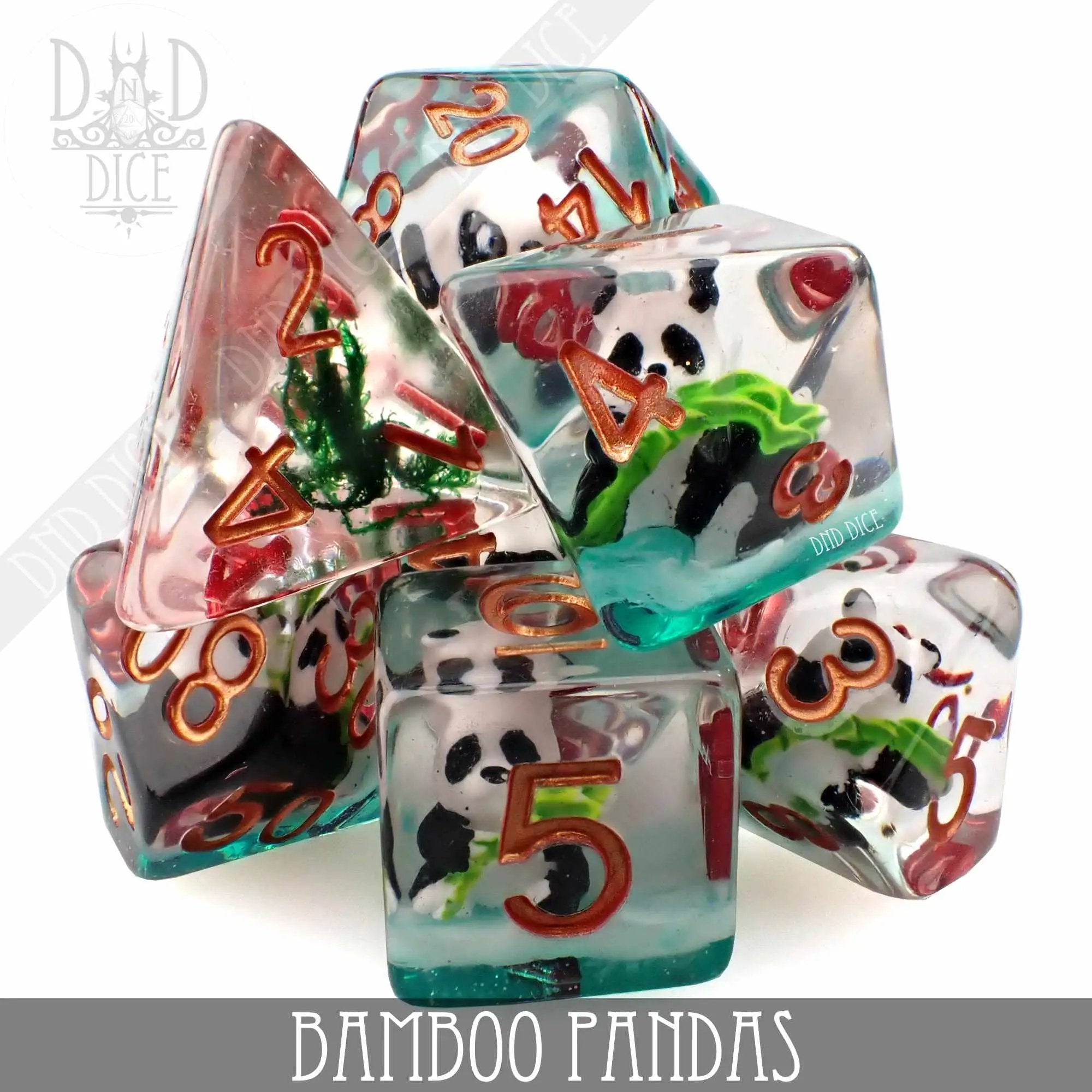 Bamboo Pandas Dice Set by DNDDICE.COM