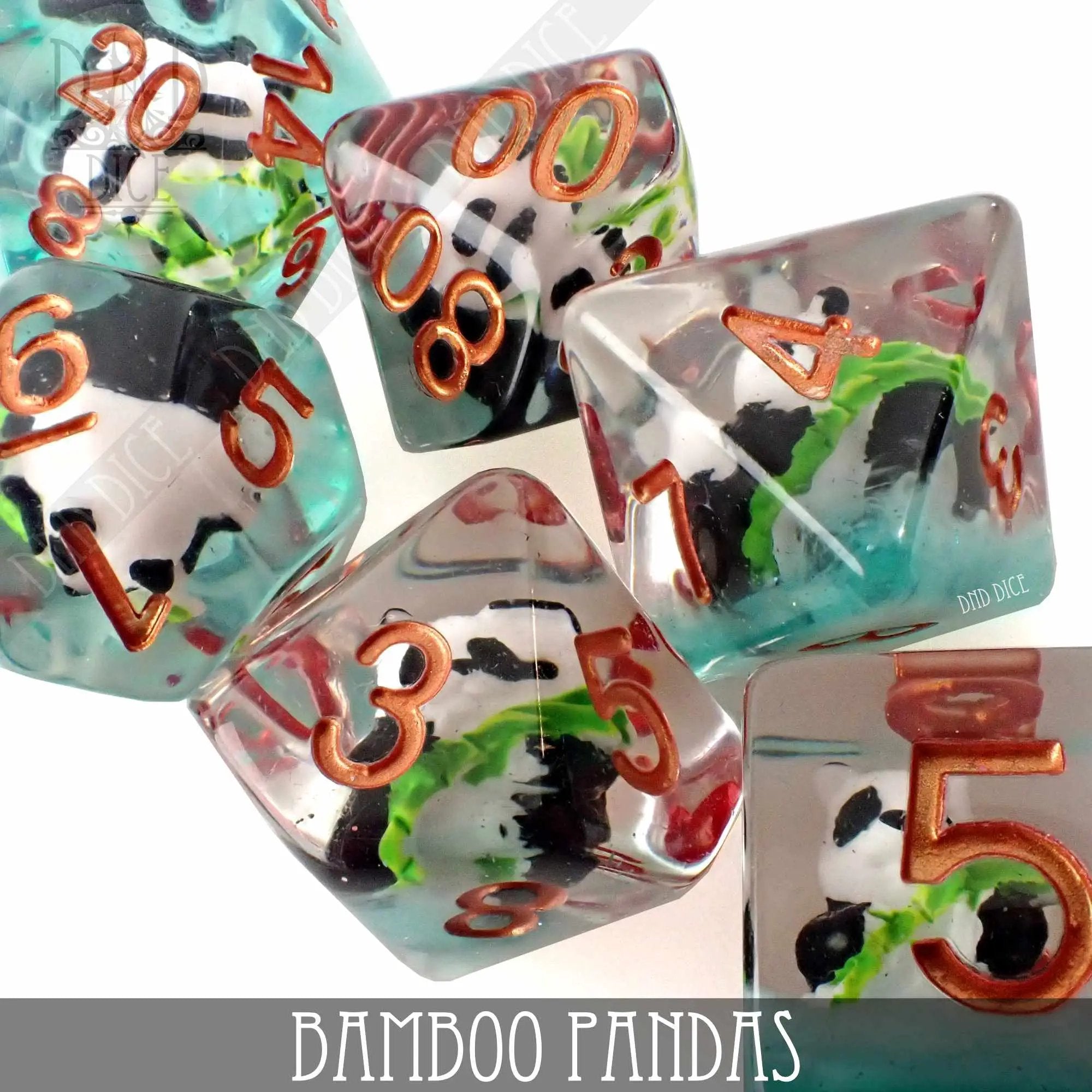 Bamboo Pandas Dice Set by DNDDICE.COM