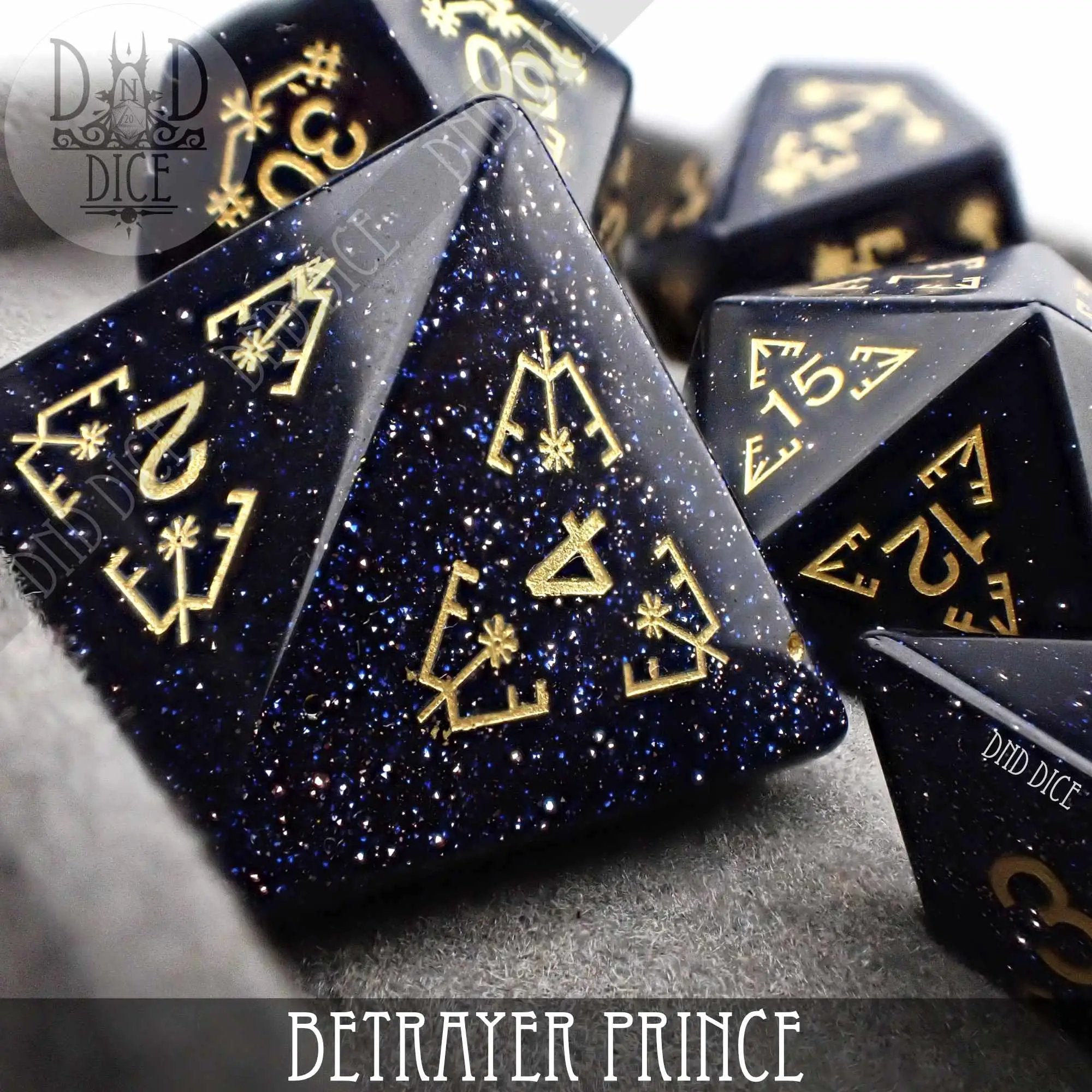 Betrayer Prince Goldstone Dice Set by DNDDICE.COM