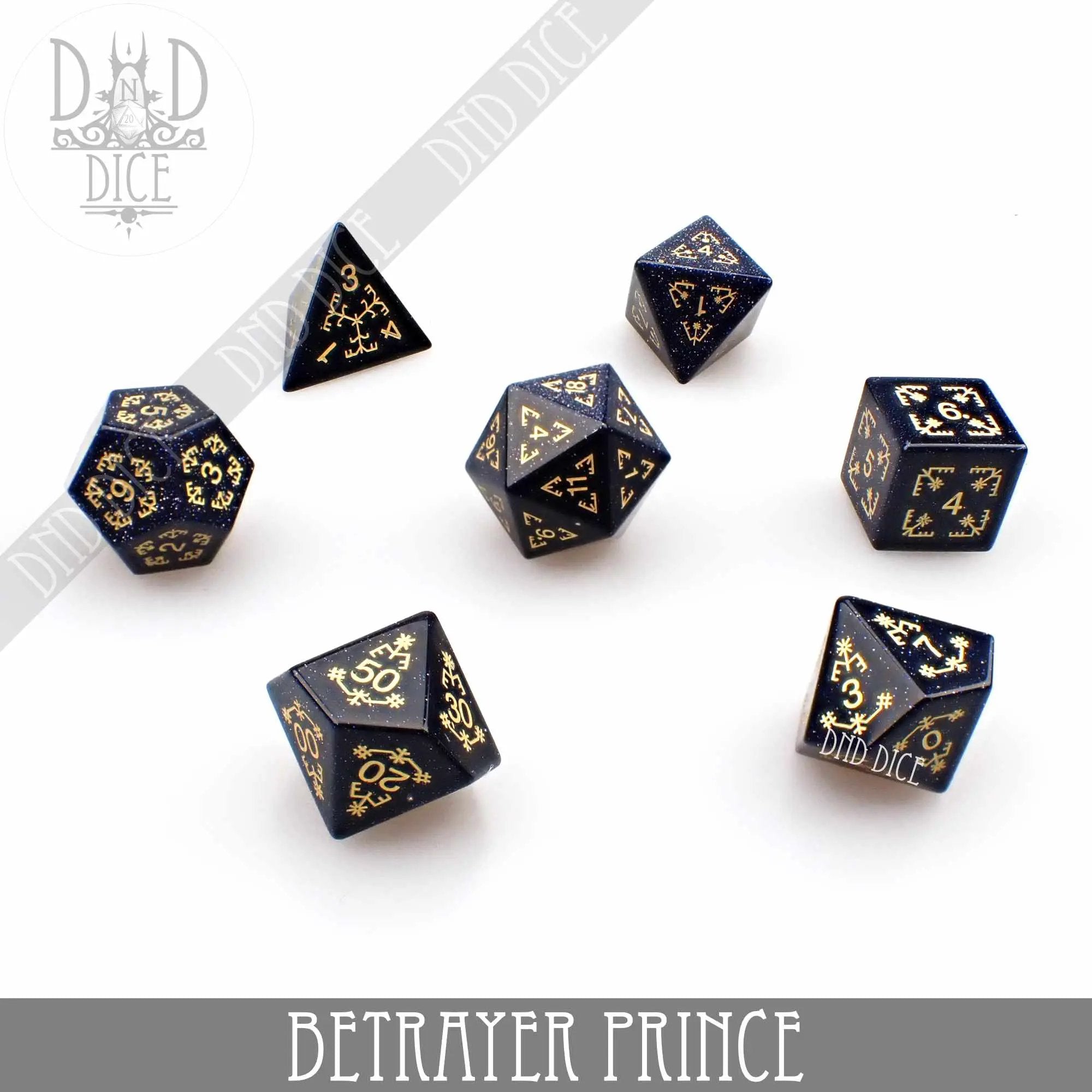 Betrayer Prince Goldstone Dice Set by DNDDICE.COM