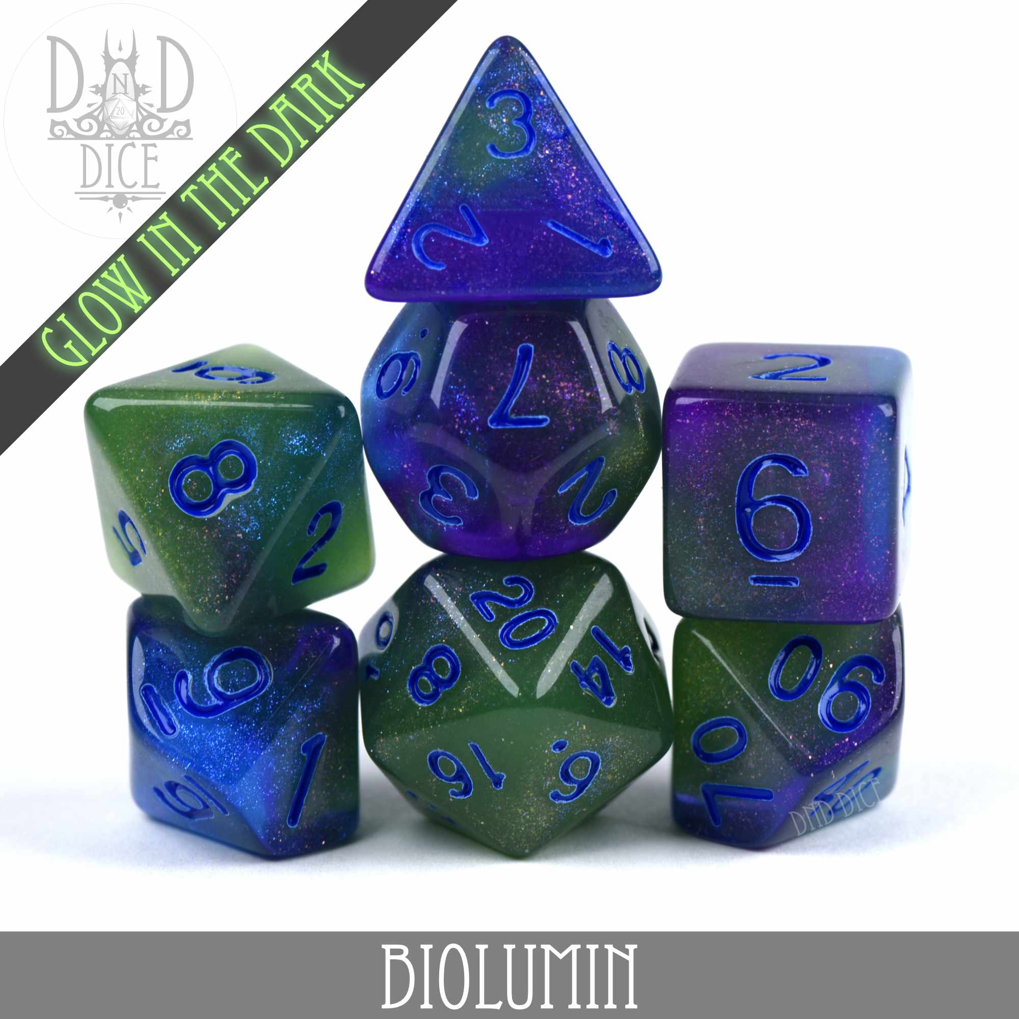 Biolumin Glow in the Dark Dice Set by DNDDICE.COM