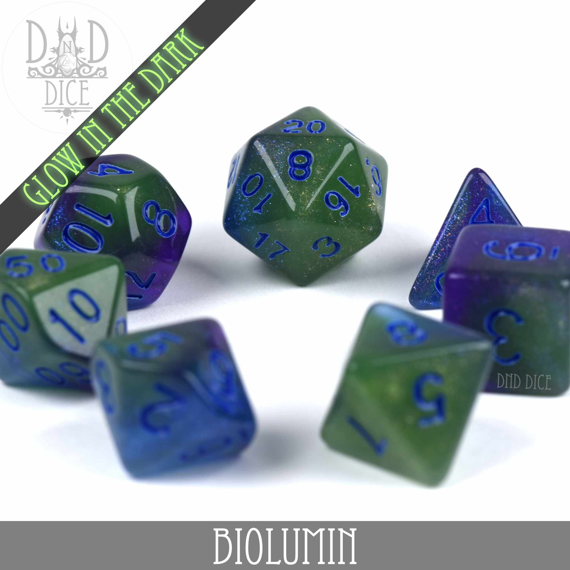 Biolumin Glow in the Dark Dice Set by DNDDICE.COM