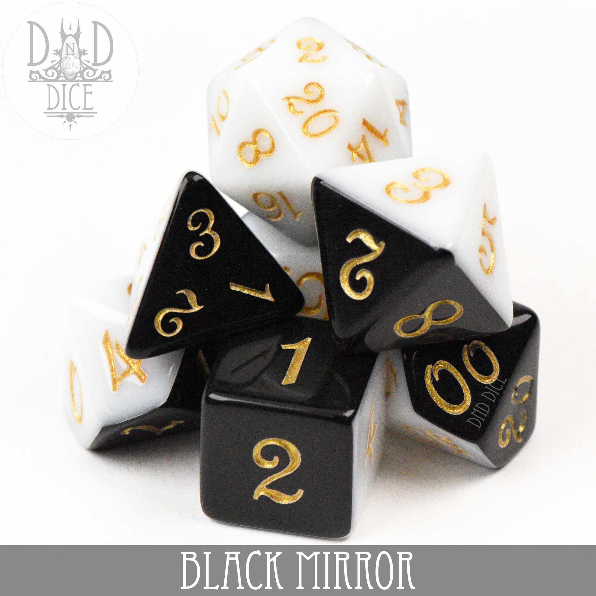 Black Mirror Dice Set by DNDDICE.COM