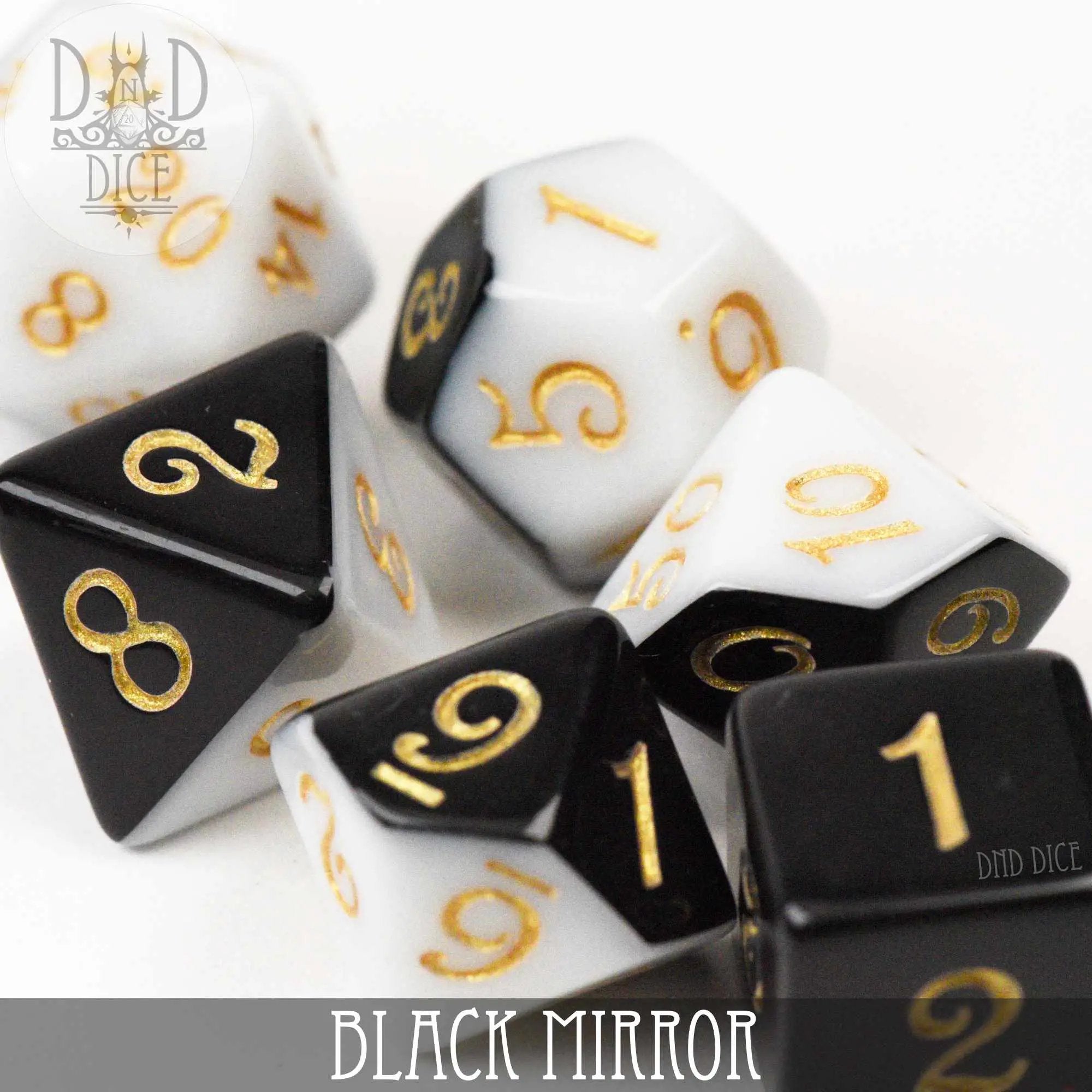 Black Mirror Dice Set by DNDDICE.COM
