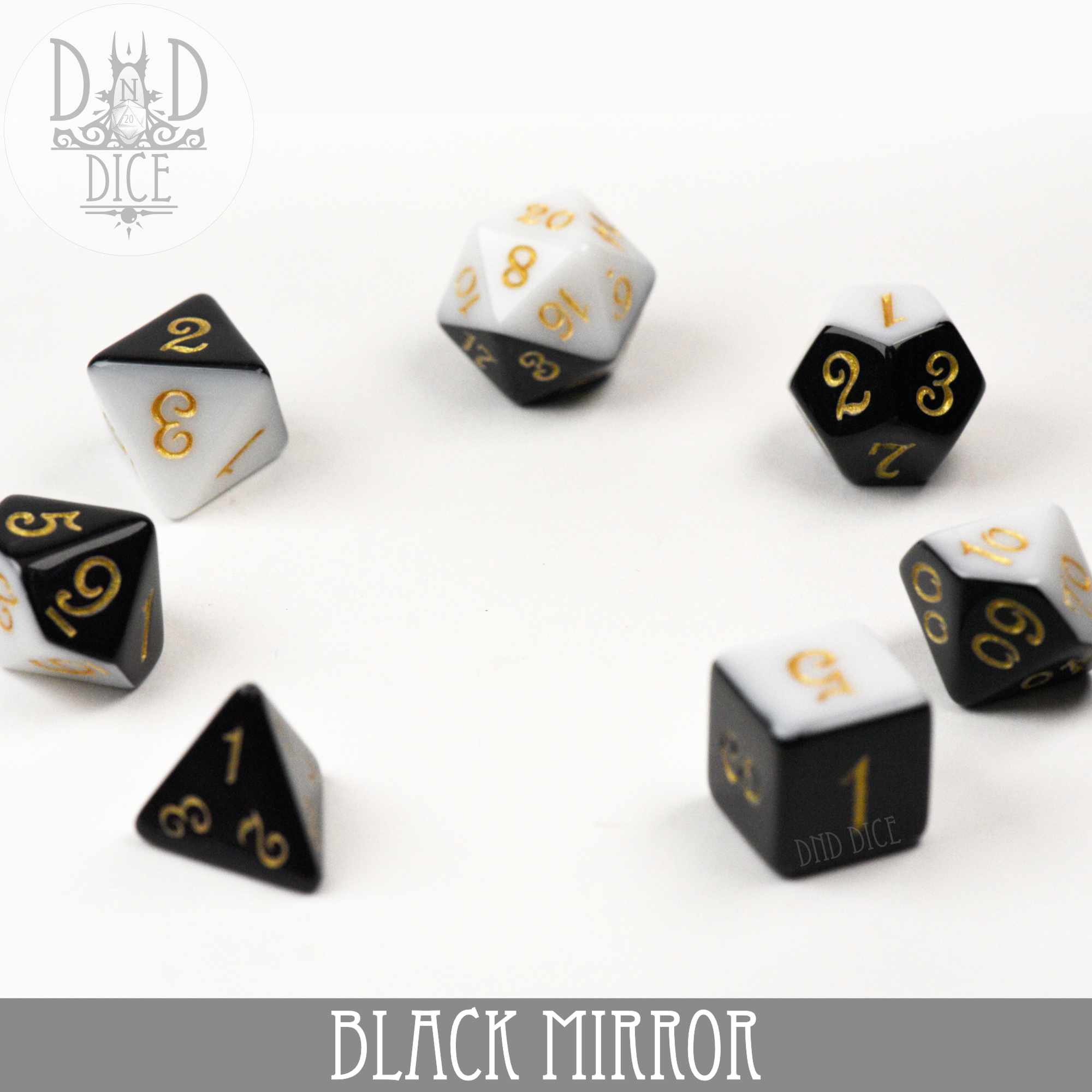 Black Mirror Dice Set by DNDDICE.COM