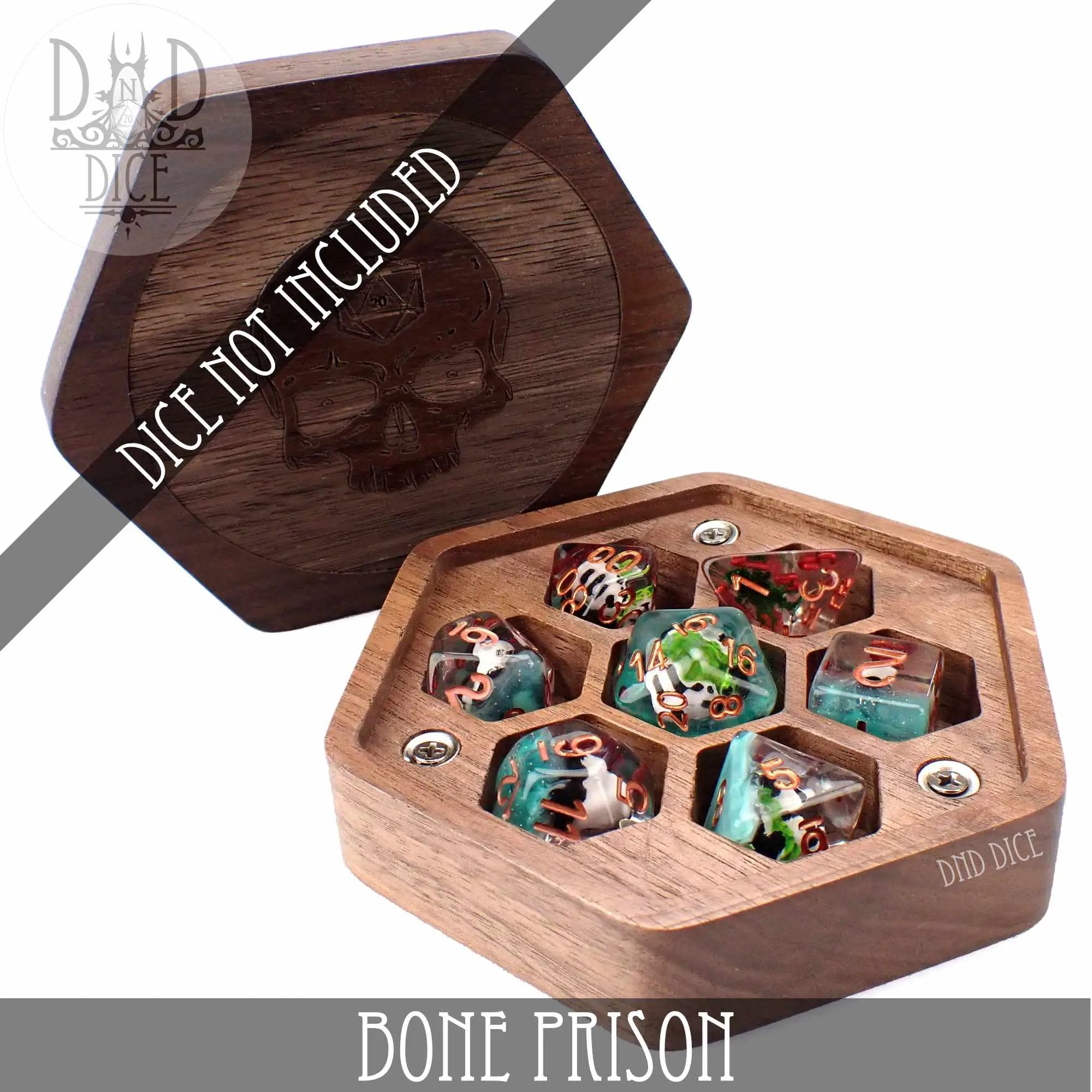 Bone Prison Wood Dice Box by DNDDICE.COM