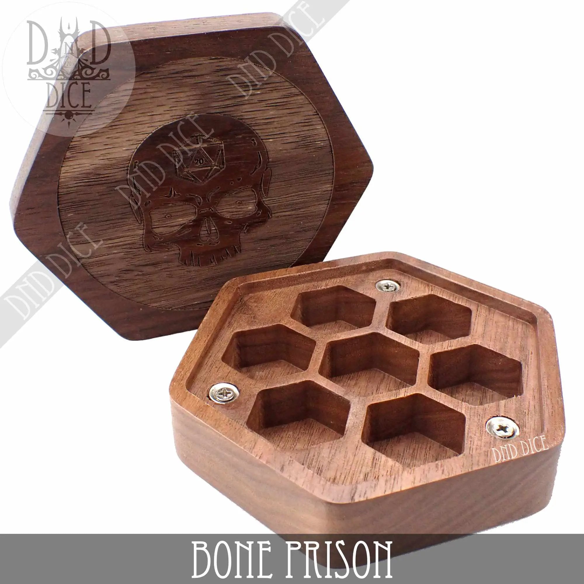 Bone Prison Wood Dice Box by DNDDICE.COM