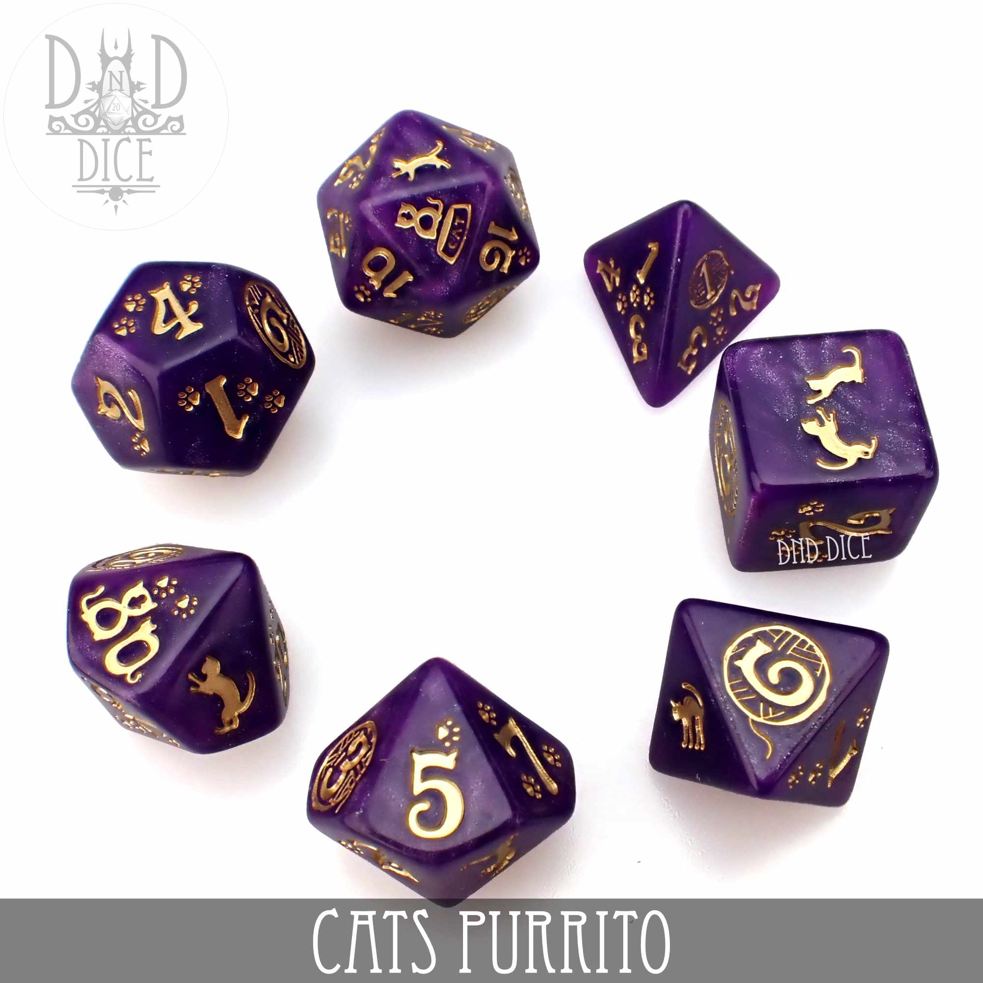 Cats: Purrito Dice Set by DNDDICE.COM