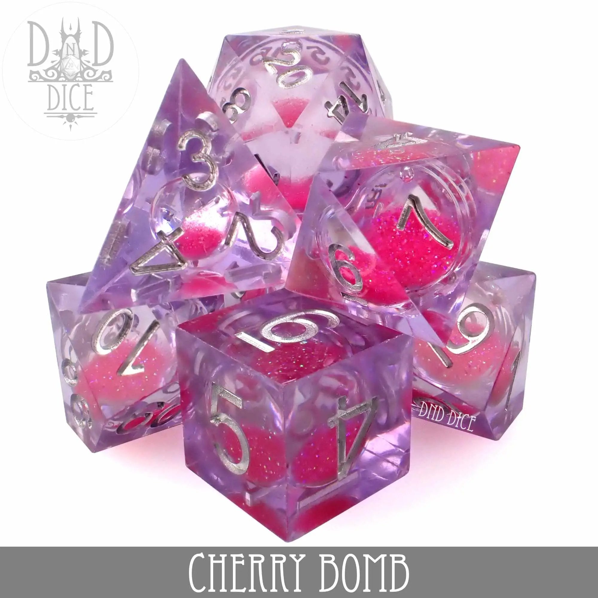 Cherry Bomb Liquid Core Dice Set by DNDDICE.COM