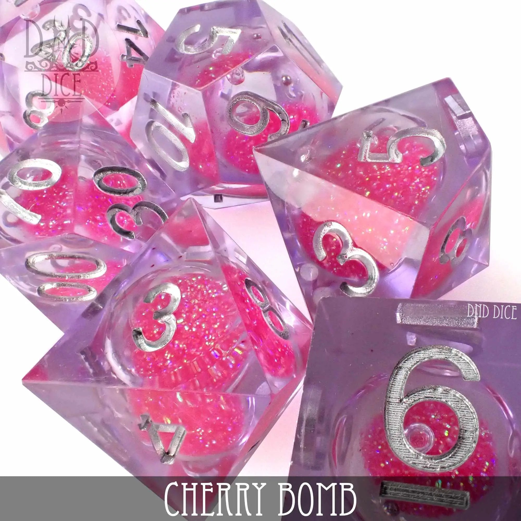 Cherry Bomb Liquid Core Dice Set by DNDDICE.COM