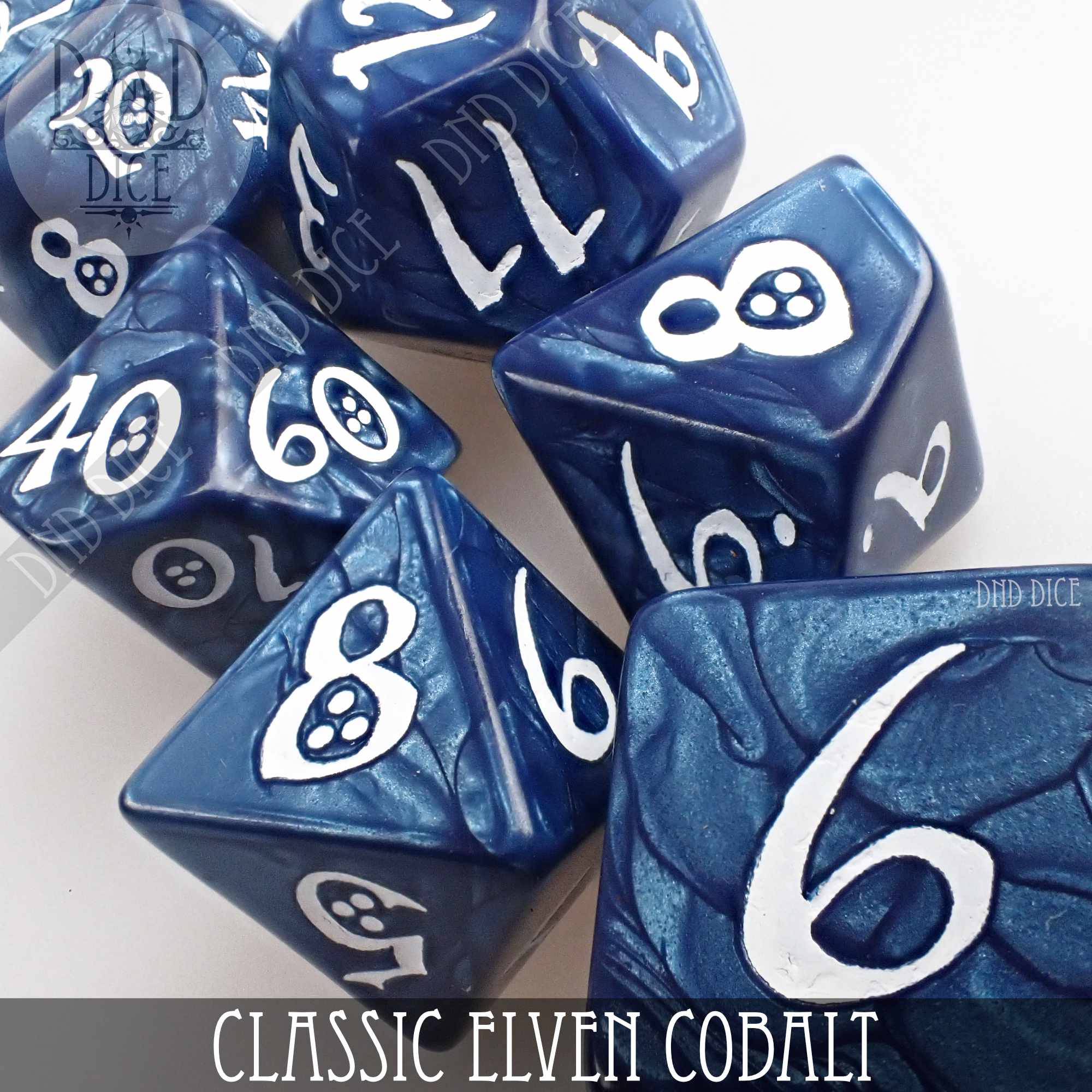Classic Cobalt Dice Set by DNDDICE.COM