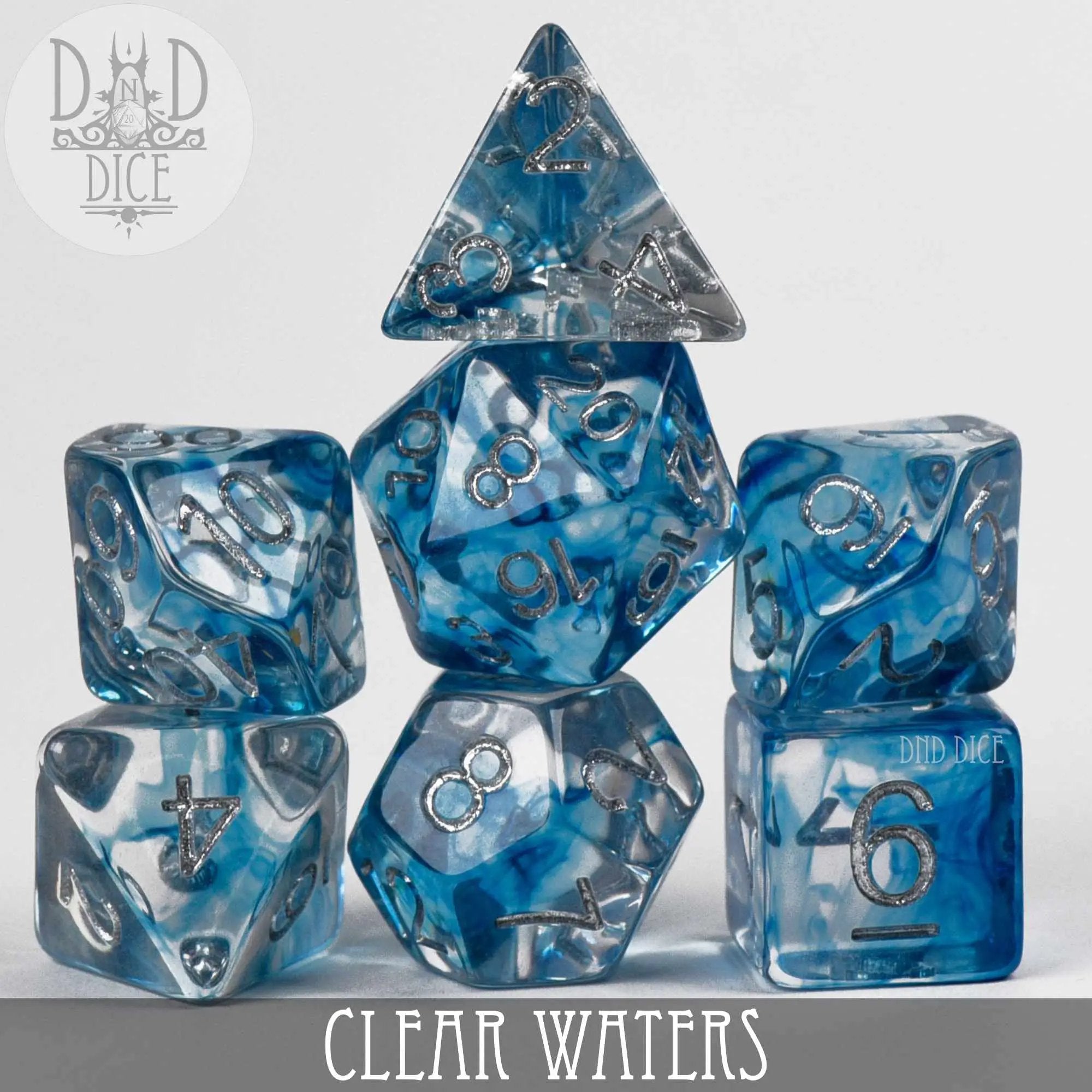 Clear Waters Dice Set by DNDDICE.COM