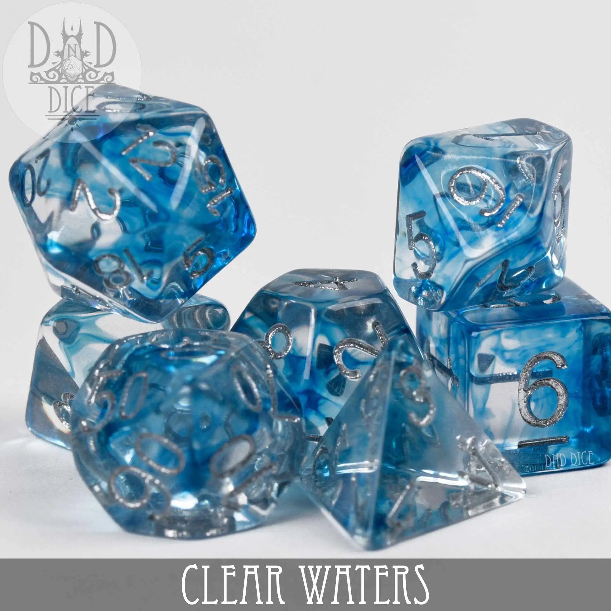 Clear Waters Dice Set by DNDDICE.COM