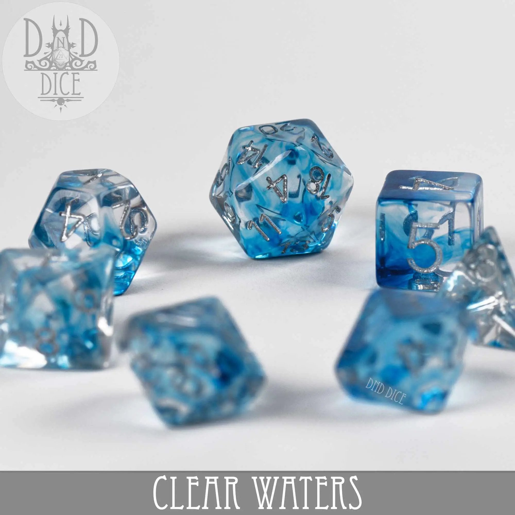 Clear Waters Dice Set by DNDDICE.COM