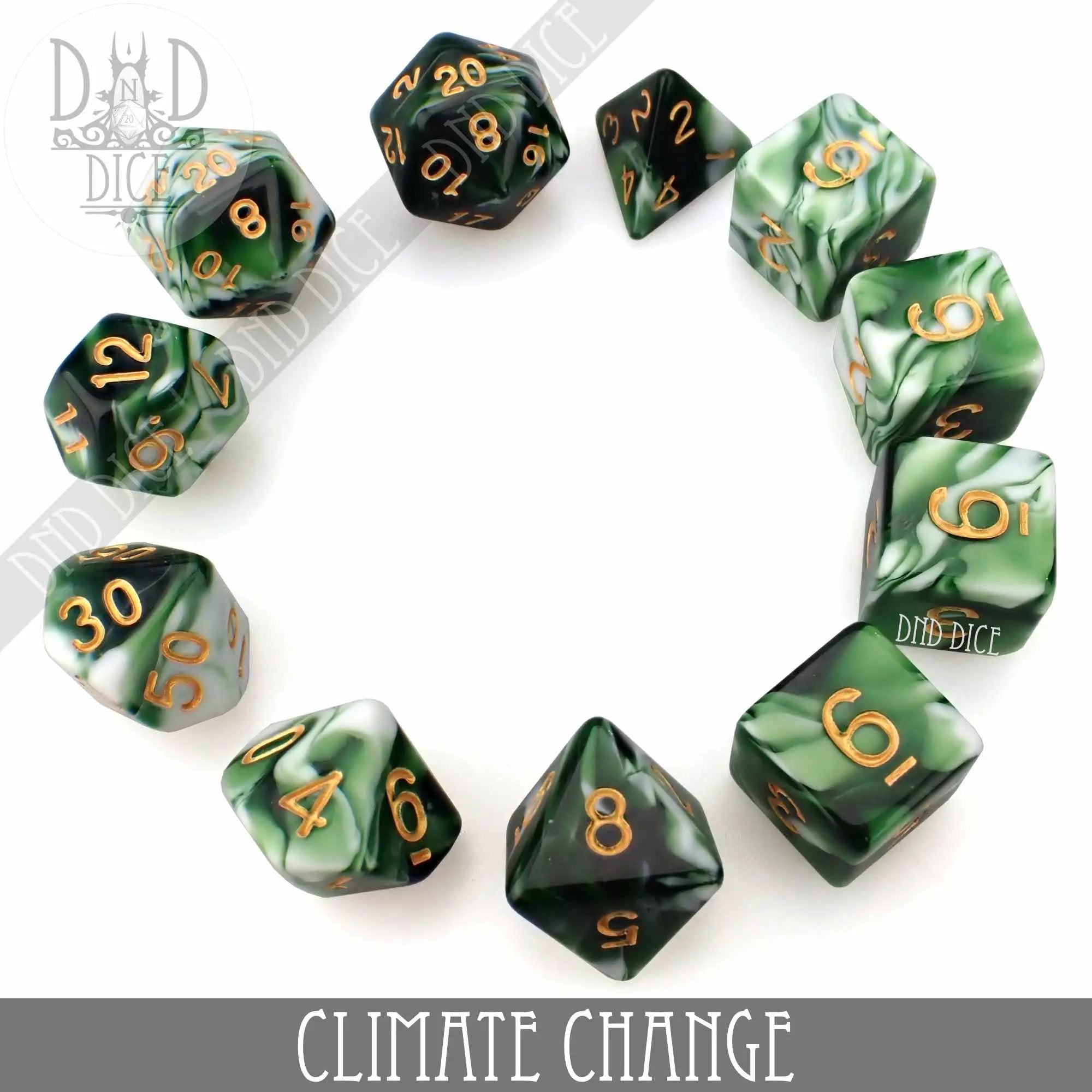 Climate Change 7 or 11 Dice Set by DNDDICE.COM