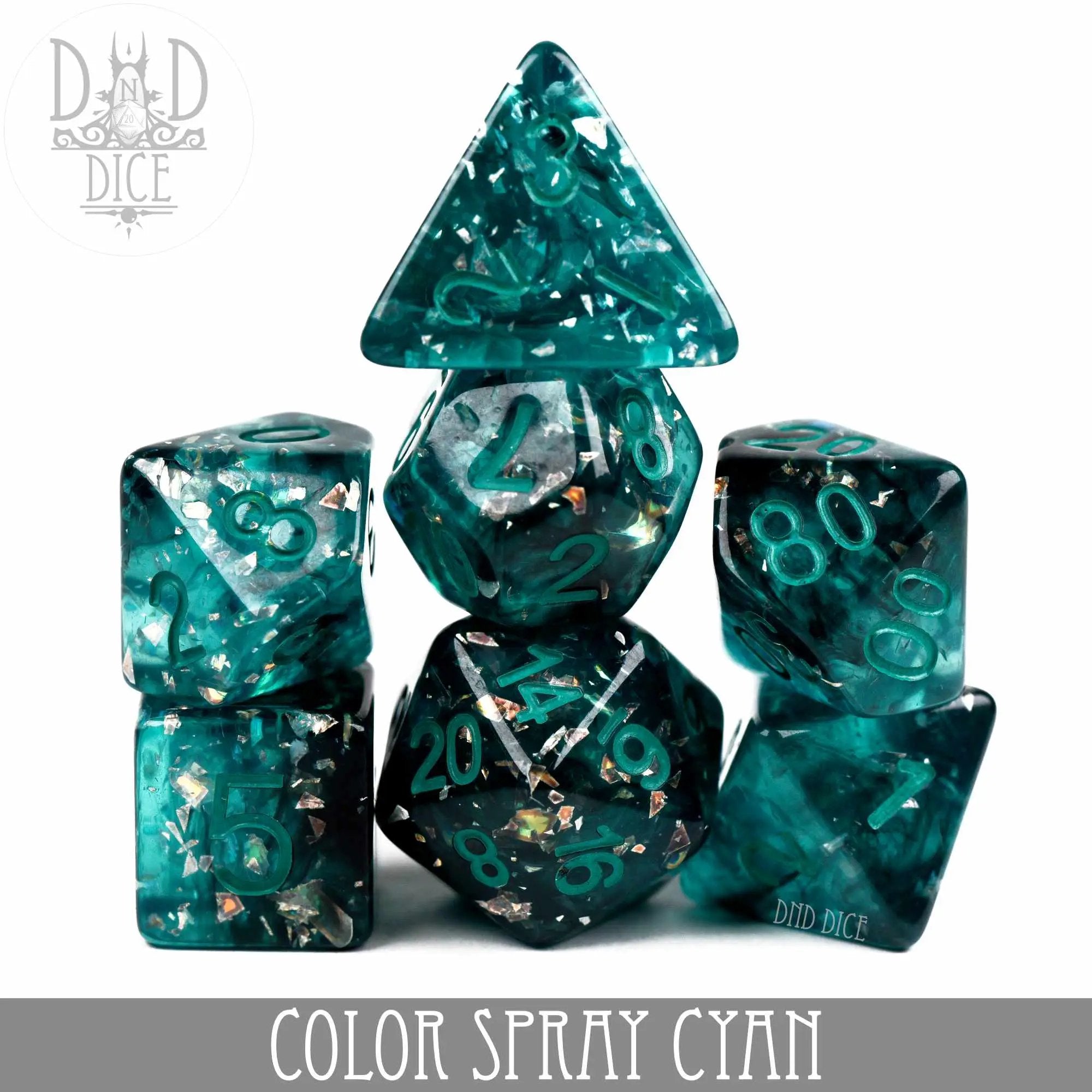Color Spray Cyan Dice Set by DNDDICE.COM