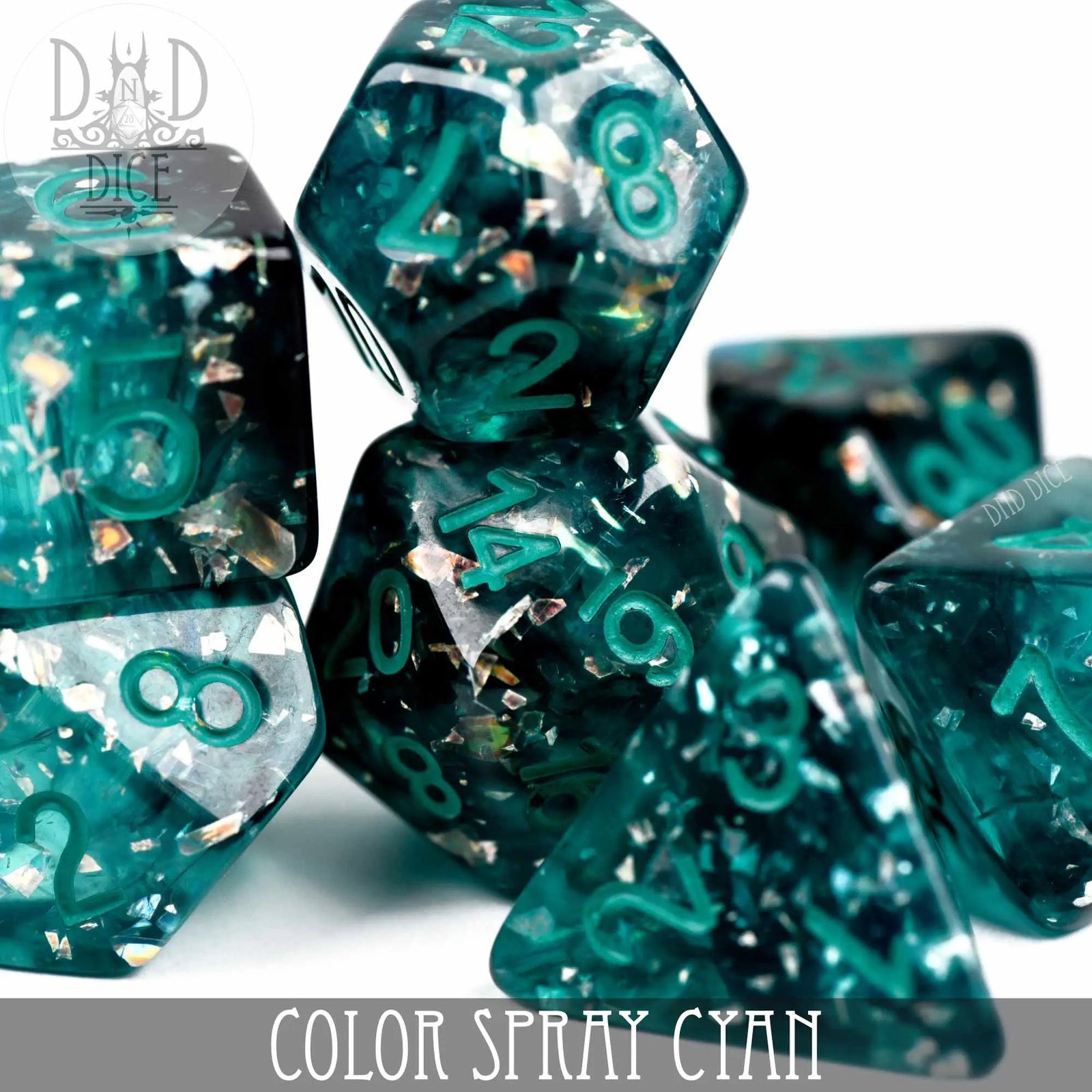 Color Spray Cyan Dice Set by DNDDICE.COM