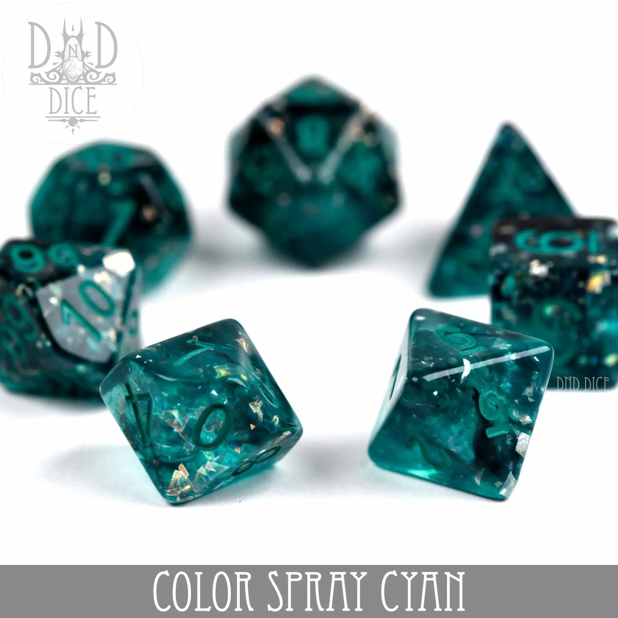 Color Spray Cyan Dice Set by DNDDICE.COM