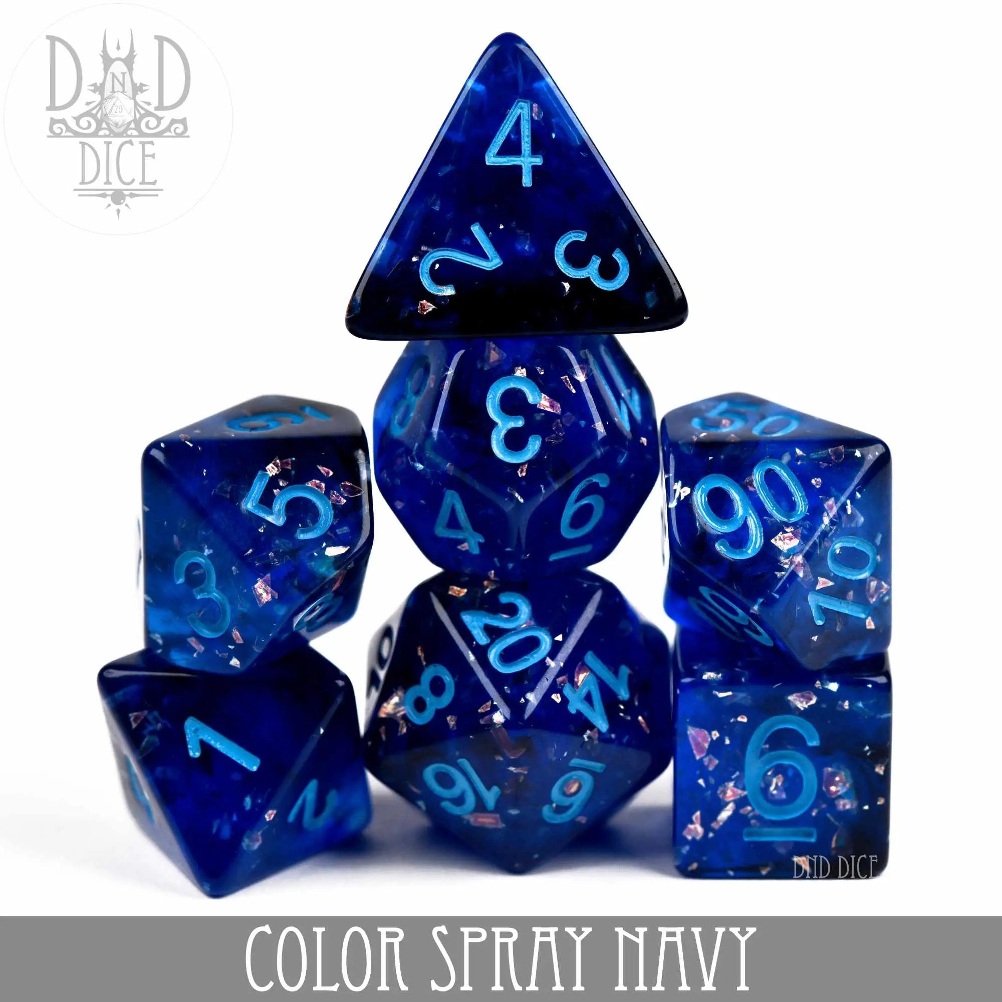 Color Spray Navy Dice Set by DNDDICE.COM