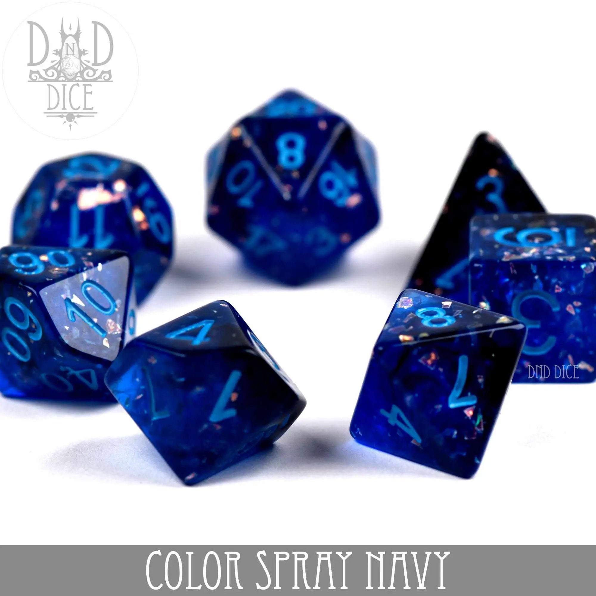 Color Spray Navy Dice Set by DNDDICE.COM