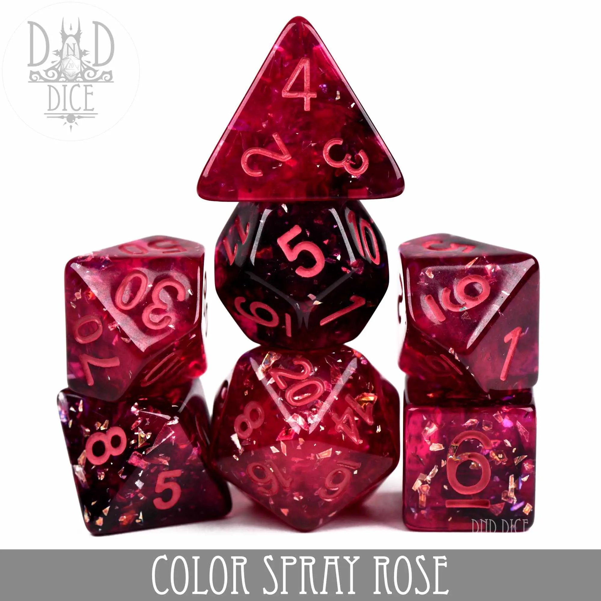 Color Spray Rose Dice Set by DNDDICE.COM