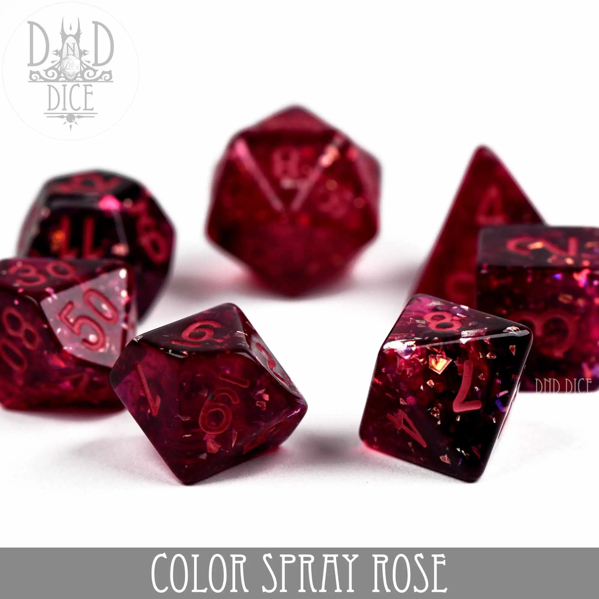 Color Spray Rose Dice Set by DNDDICE.COM