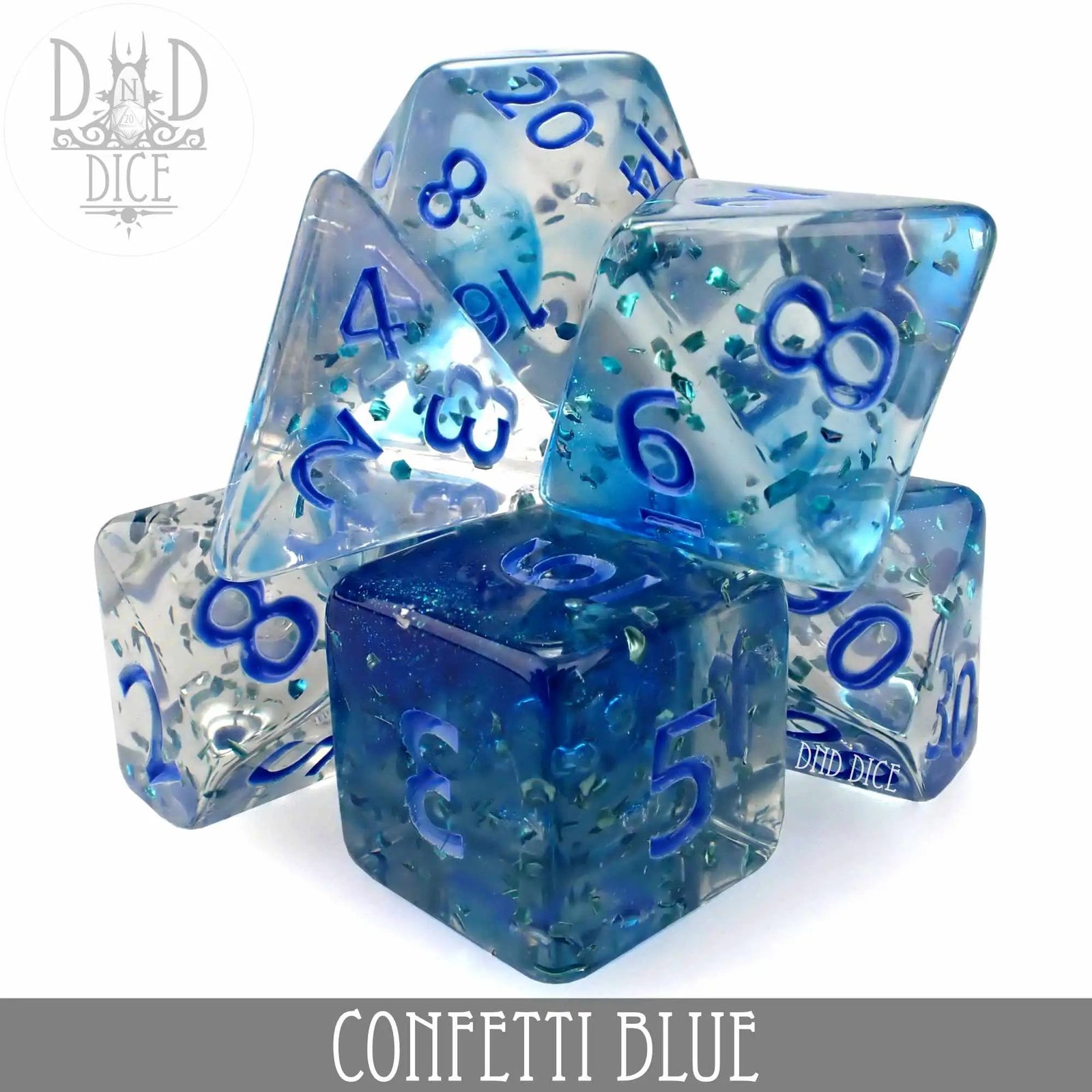 Confetti Blue Dice Set by DNDDICE.COM