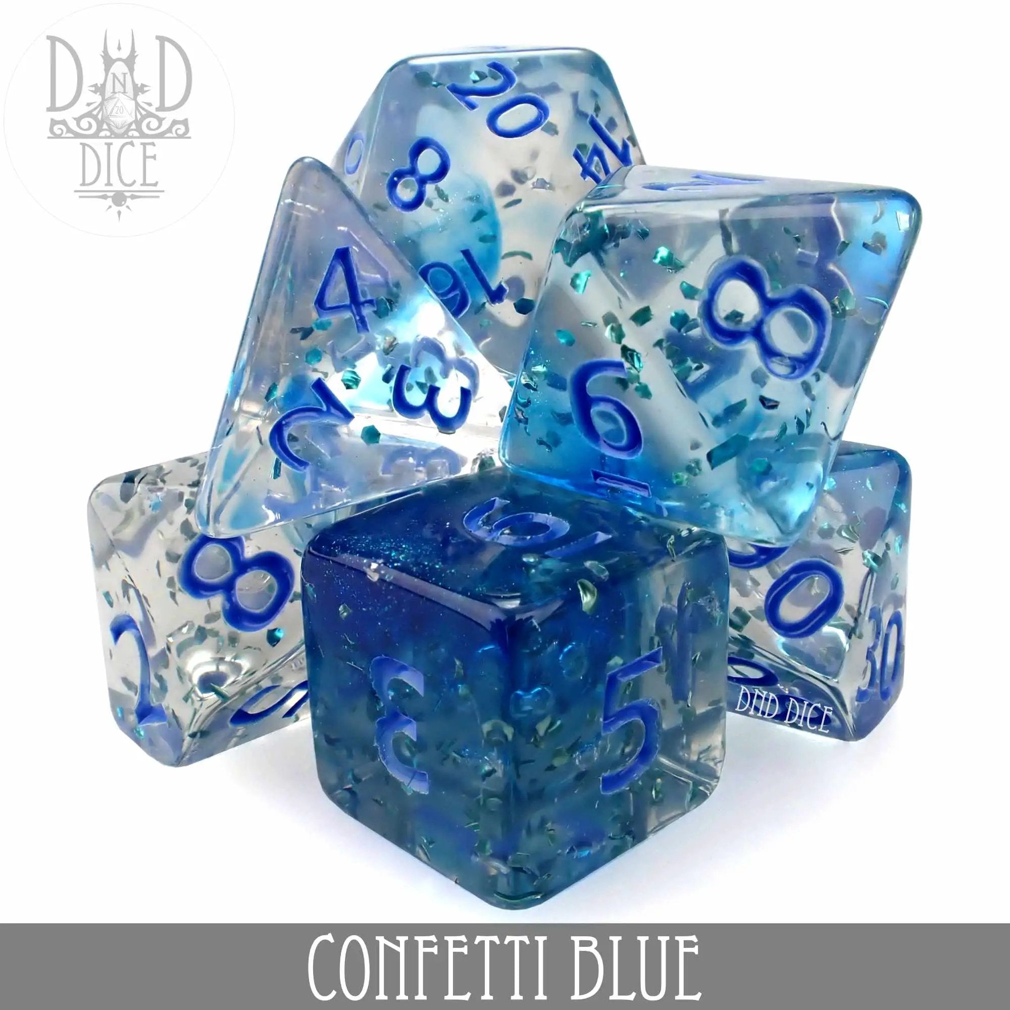 Confetti Blue Dice Set by DNDDICE.COM