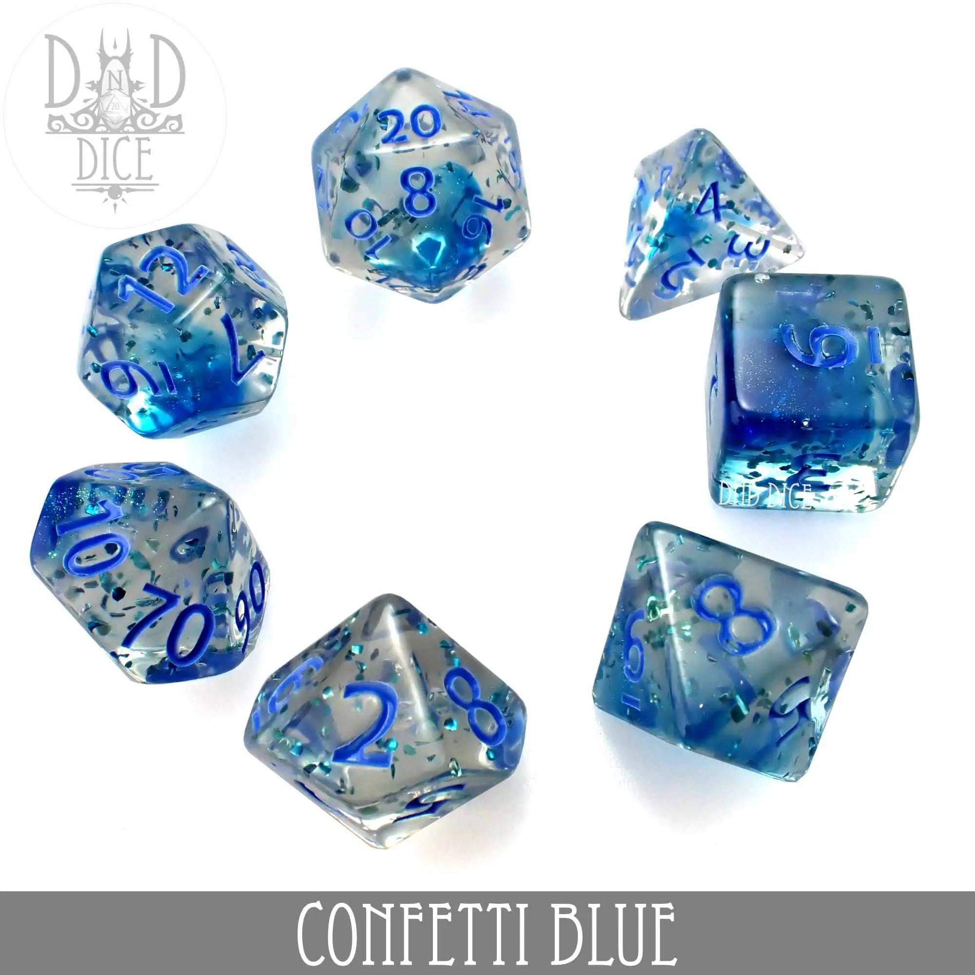 Confetti Blue Dice Set by DNDDICE.COM