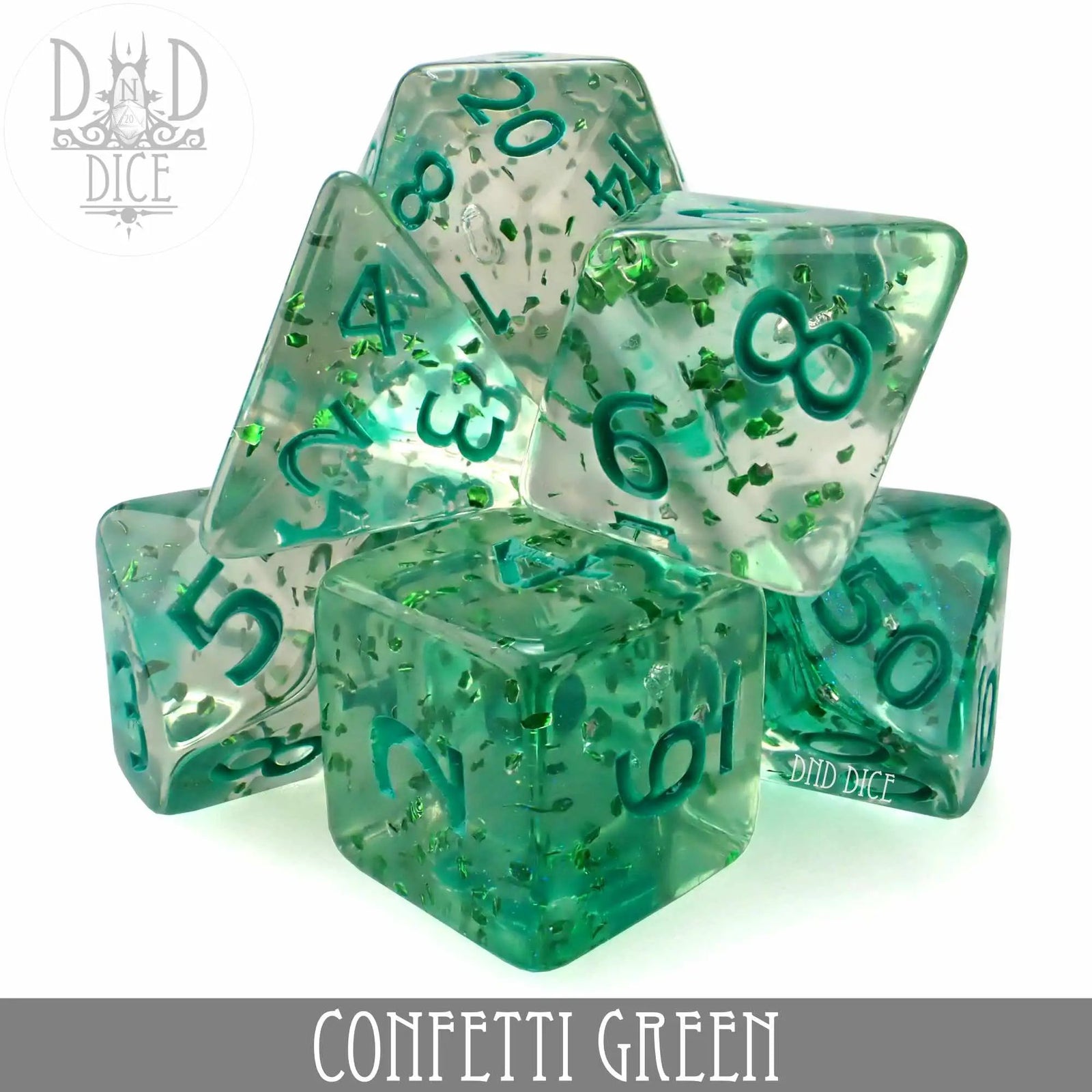 Confetti Green Dice Set by DNDDICE.COM