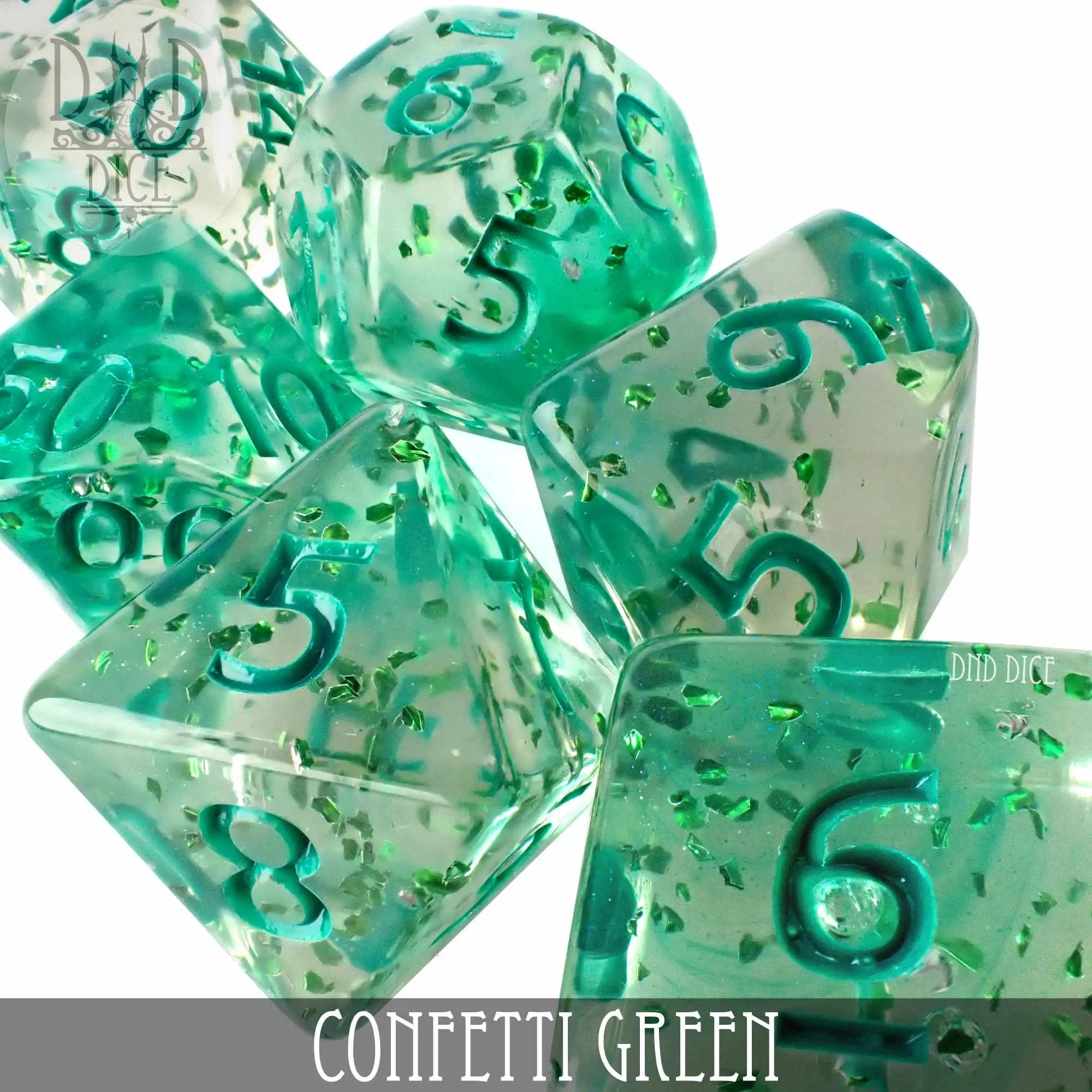 Confetti Green Dice Set by DNDDICE.COM